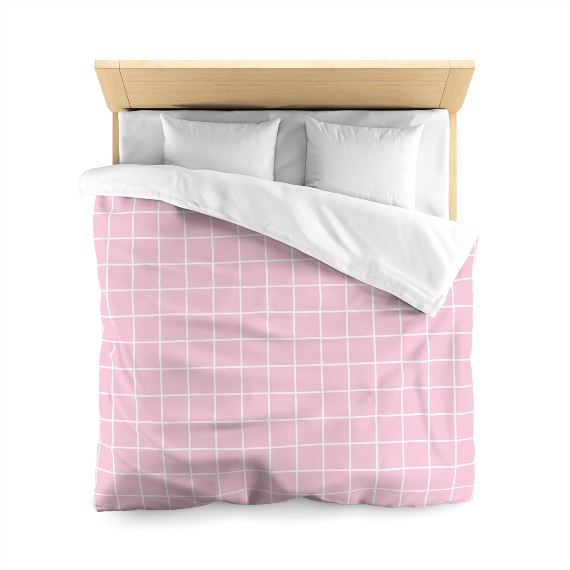 JAKKOUTTHEBXX Pink and White Grid Duvet Cover 2025