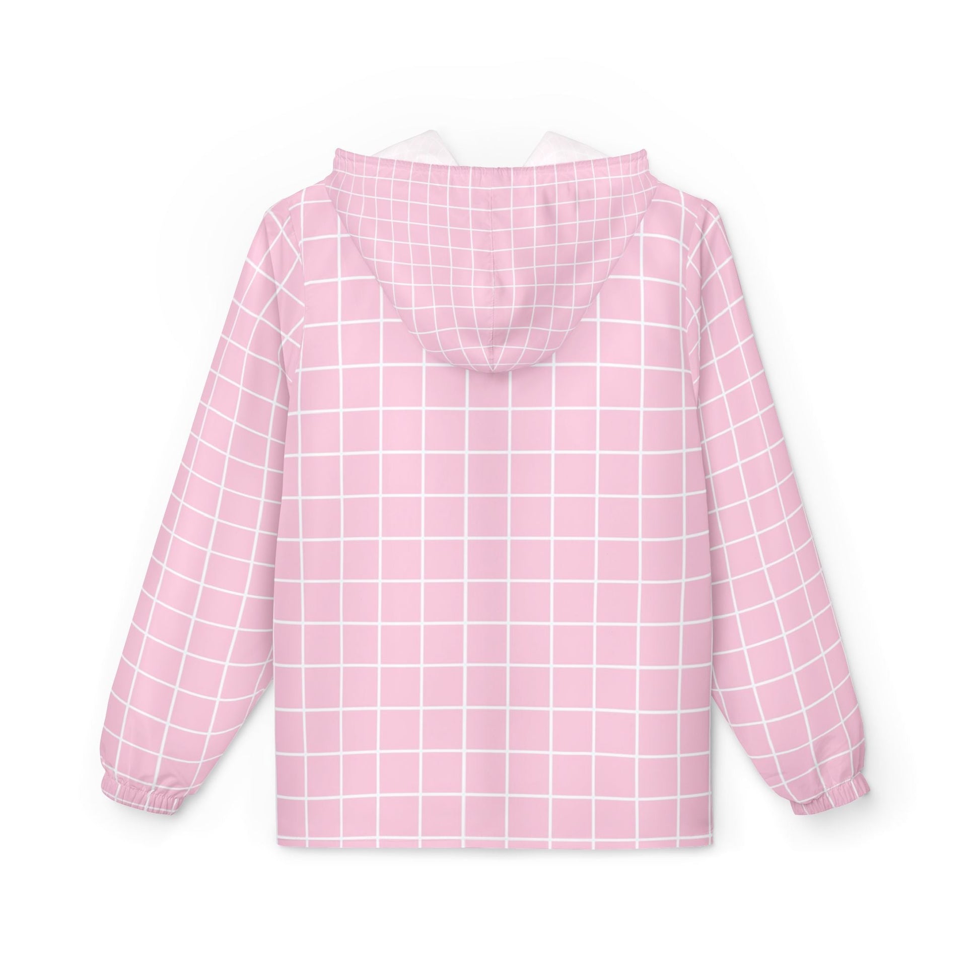 Pink and White Grid Windbreaker Jacket, Artsulli - Art is Long, Life is Short, Outerwear, , , , , , , 