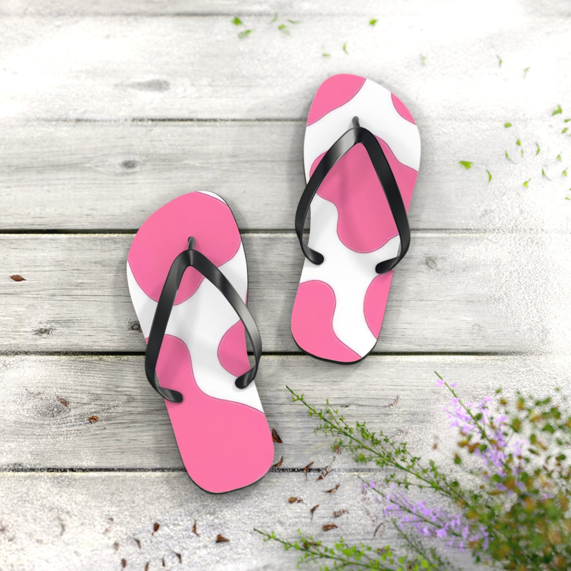 Pink and White Patterned Flip Flops, Artsulli - Art is Long, Life is Short, Shoes, , , , , , , 