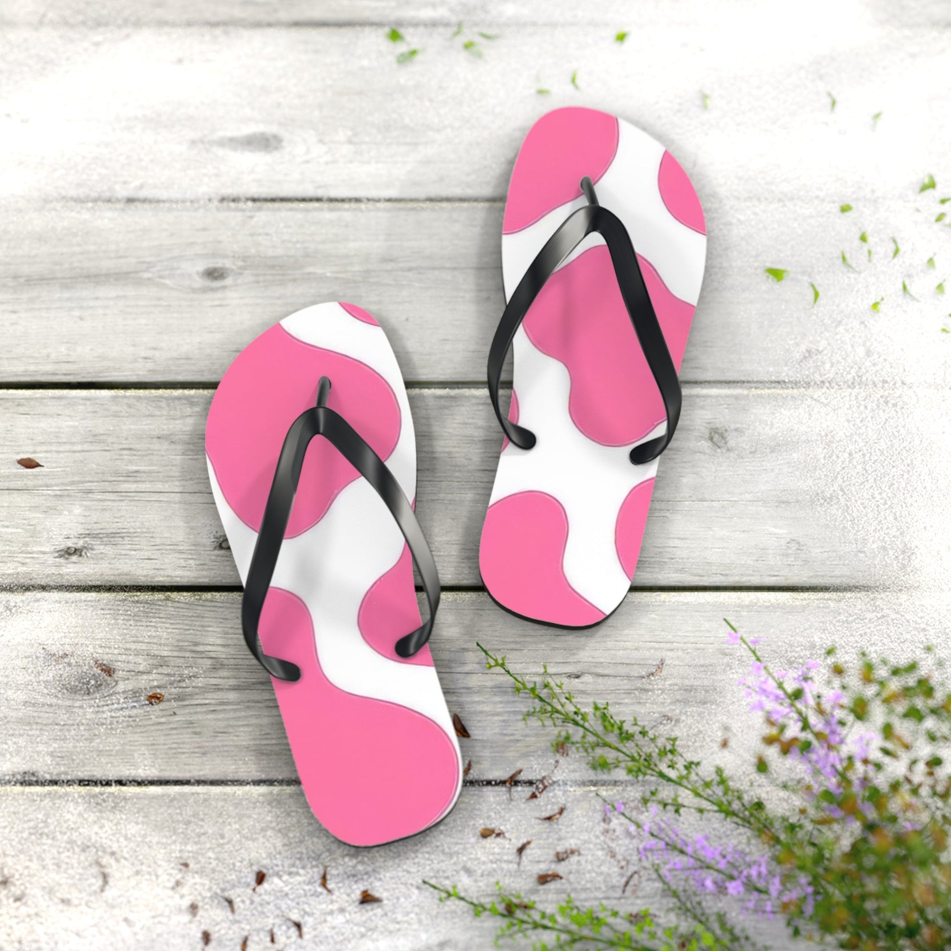 Pink and White Patterned Flip Flops, Artsulli - Art is Long, Life is Short, Shoes, , , , , , , 