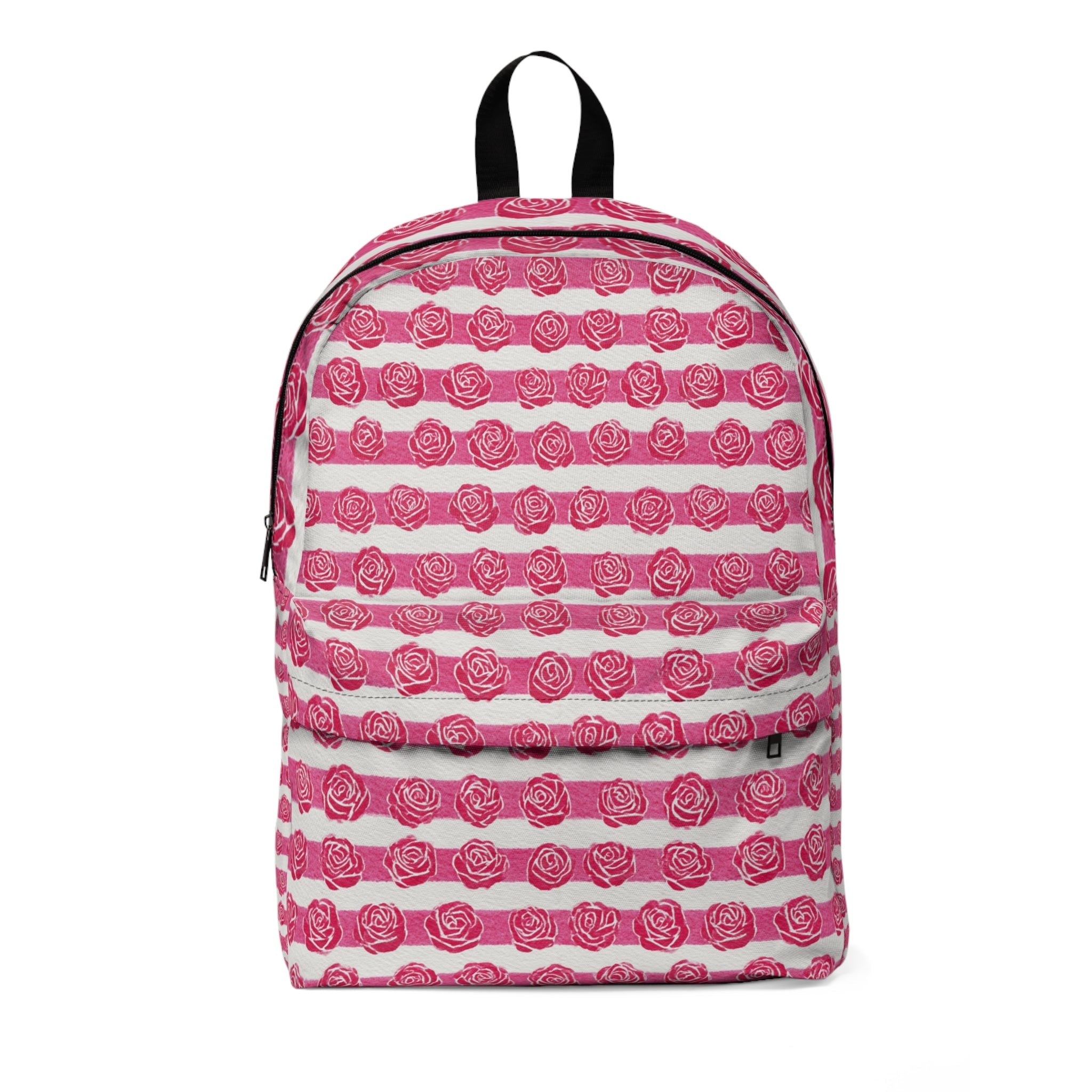 Printify Pink and White Rose Stripe Backpack 2025