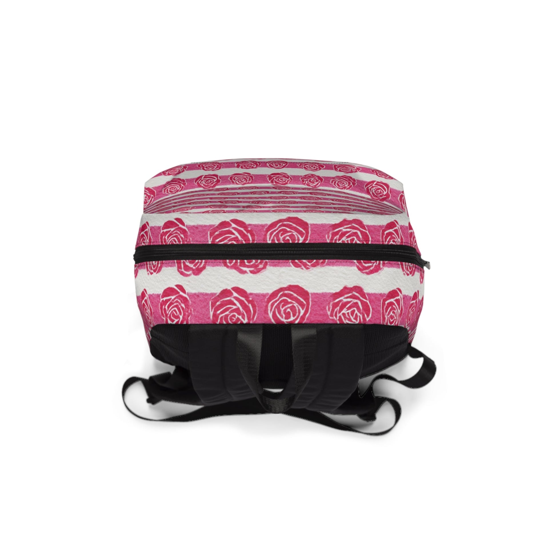 Pink and White Rose Stripe Backpack, Artsulli - Art is Long, Life is Short, Bags, , , , , , , 