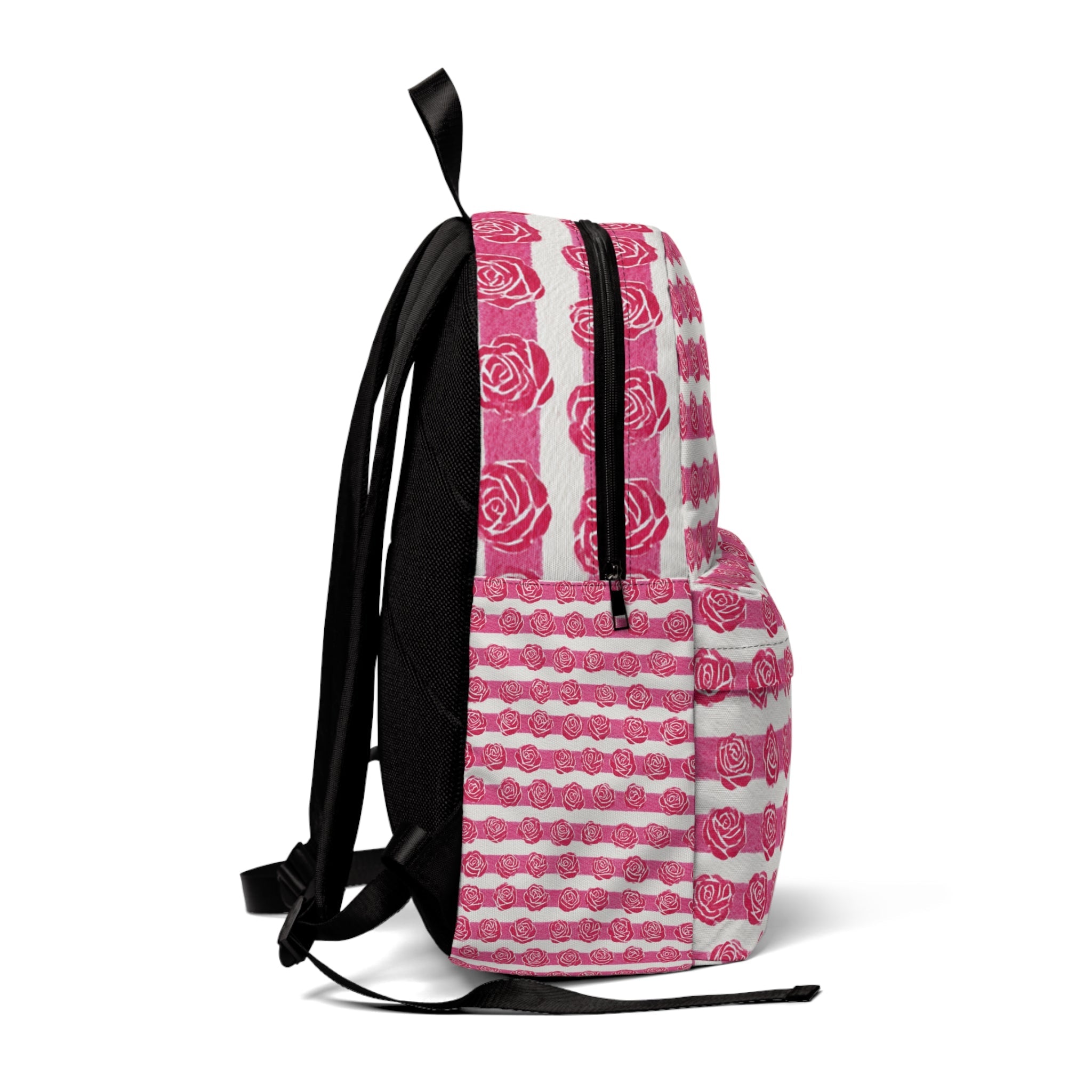 Pink and White Rose Stripe Backpack, Artsulli - Art is Long, Life is Short, Bags, , , , , , , 