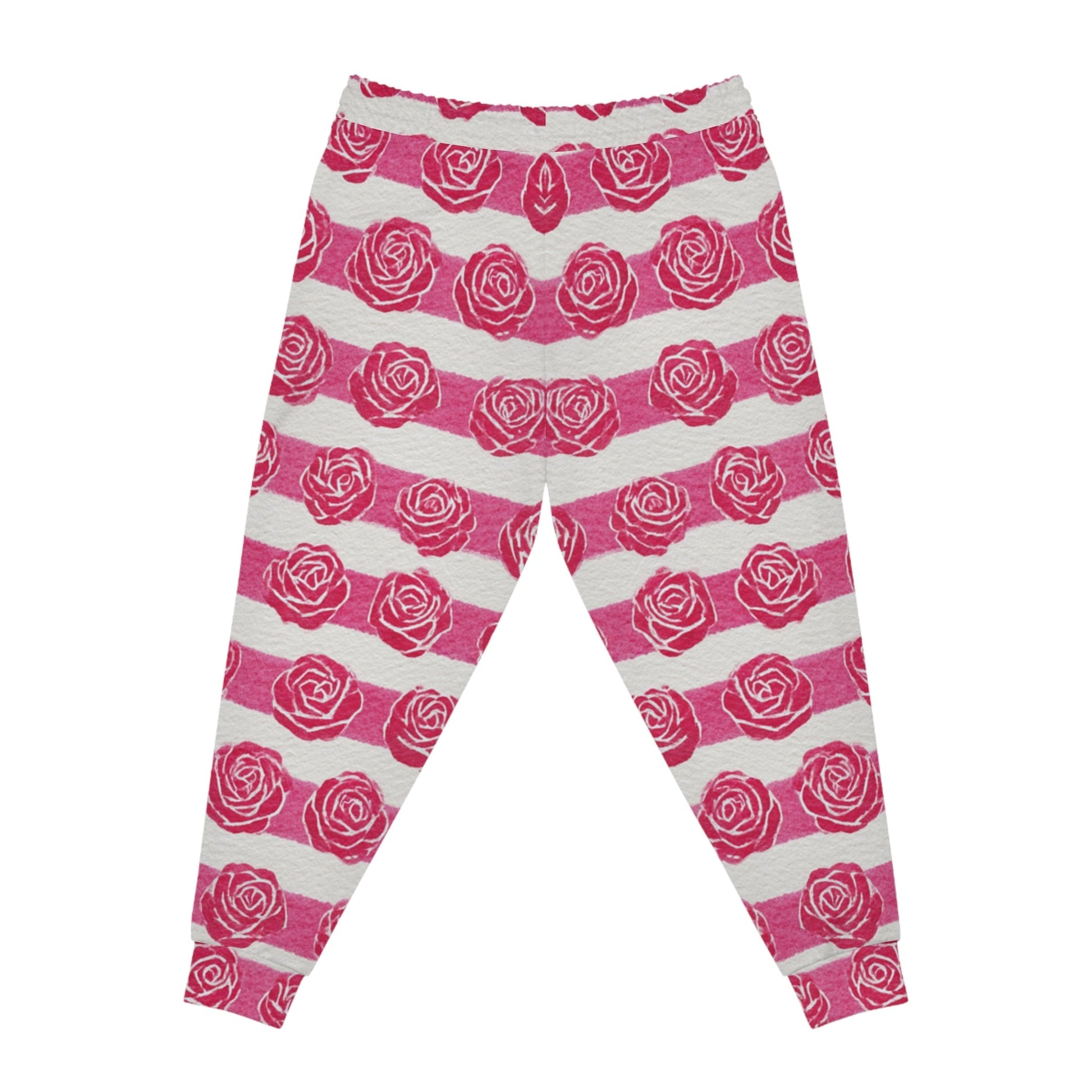 Pink and White Rose Stripe Joggers, Artsulli - Art is Long, Life is Short, All Over Prints, , , , , , , 
