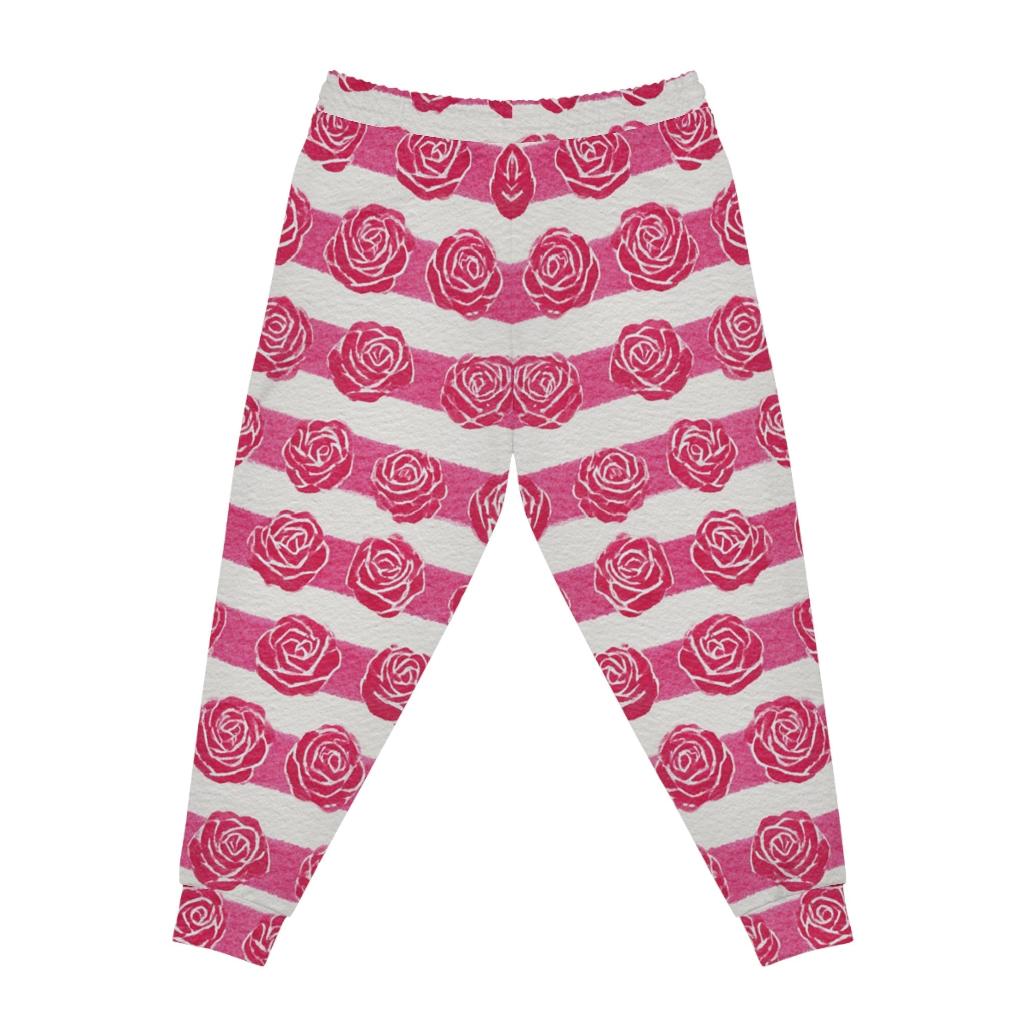 Pink and White Rose Stripe Joggers, Artsulli - Art is Long, Life is Short, All Over Prints, , , , , , , 