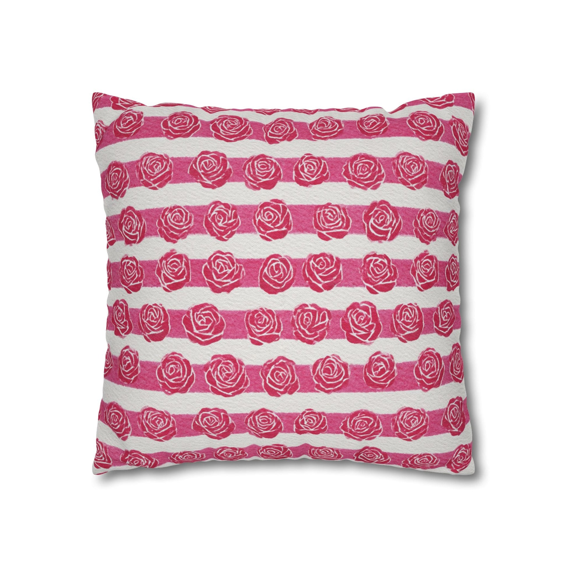 Pink and White Rose Stripe Throw Pillow, Artsulli - Art is Long, Life is Short, Home Decor, , , , , , , 
