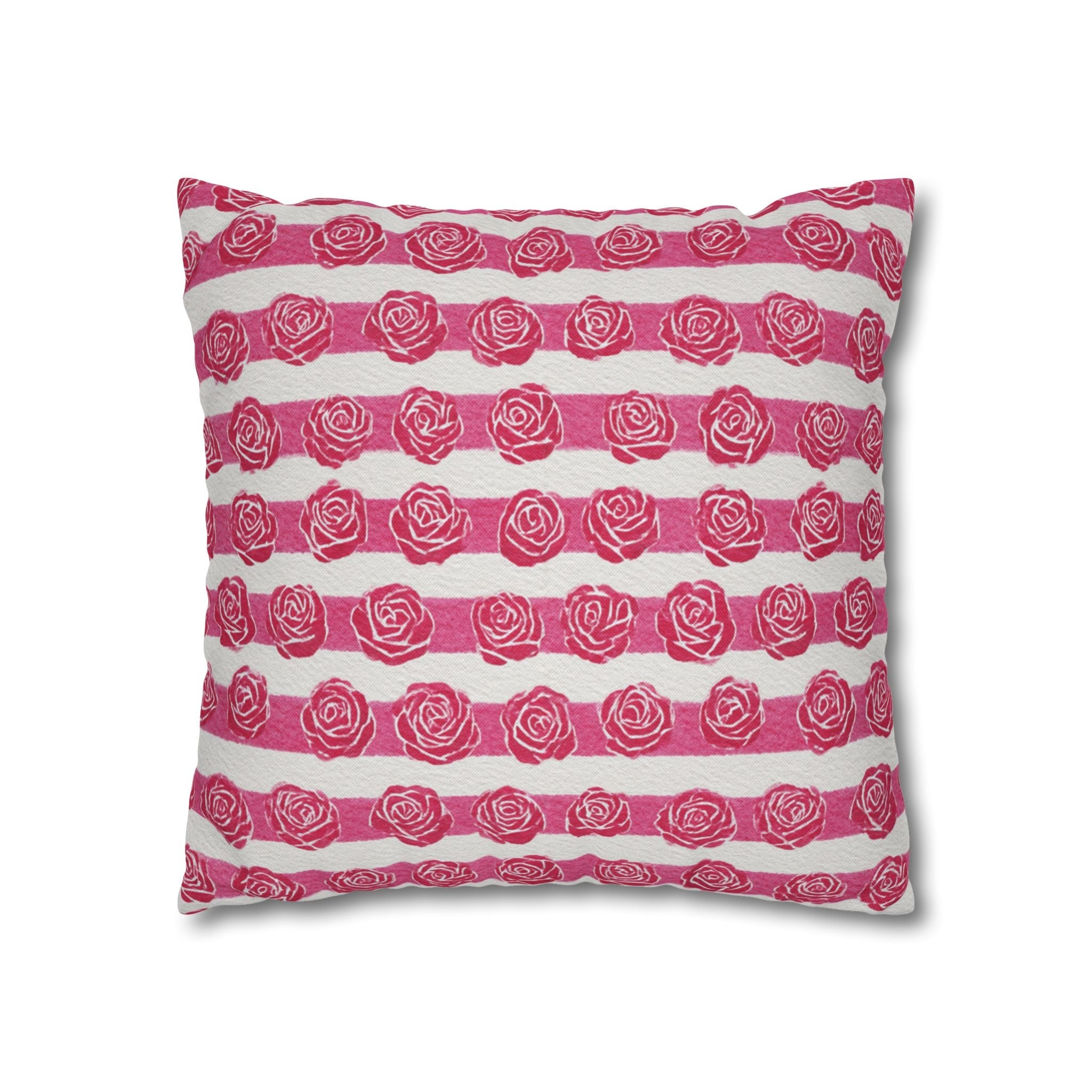 Pink and White Rose Stripe Throw Pillow, Artsulli - Art is Long, Life is Short, Home Decor, , , , , , , 