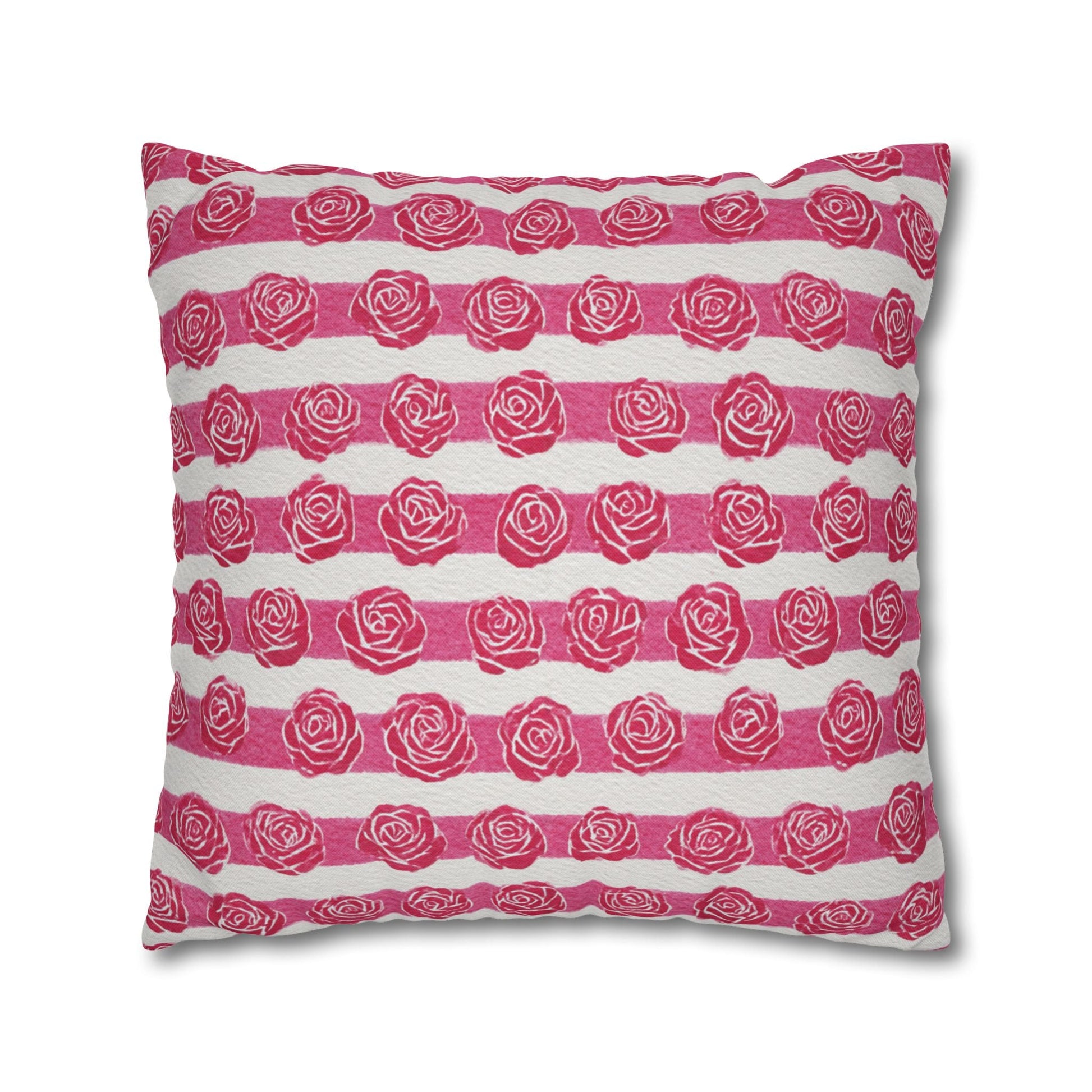 Pink and White Rose Stripe Throw Pillow, Artsulli - Art is Long, Life is Short, Home Decor, , , , , , , 