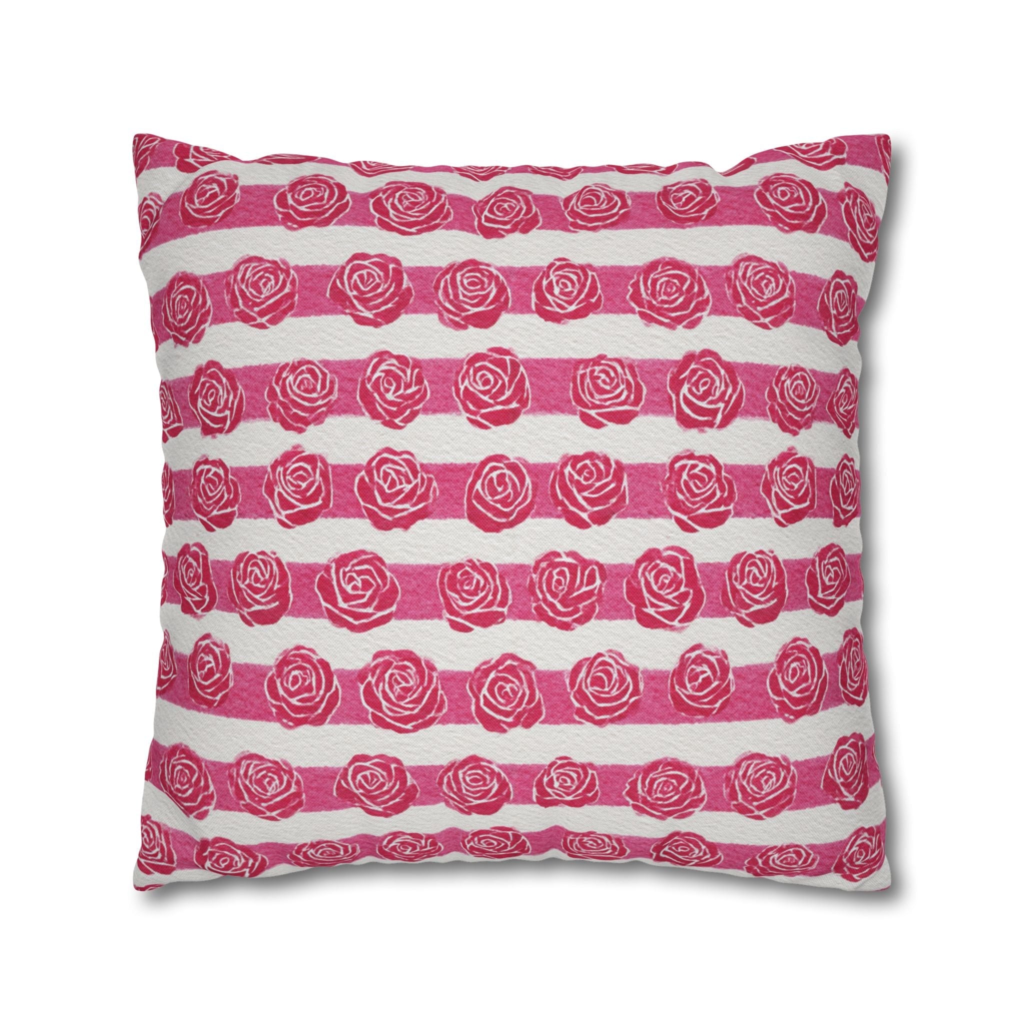 Pink and White Rose Stripe Throw Pillow, Artsulli - Art is Long, Life is Short, Home Decor, , , , , , , 
