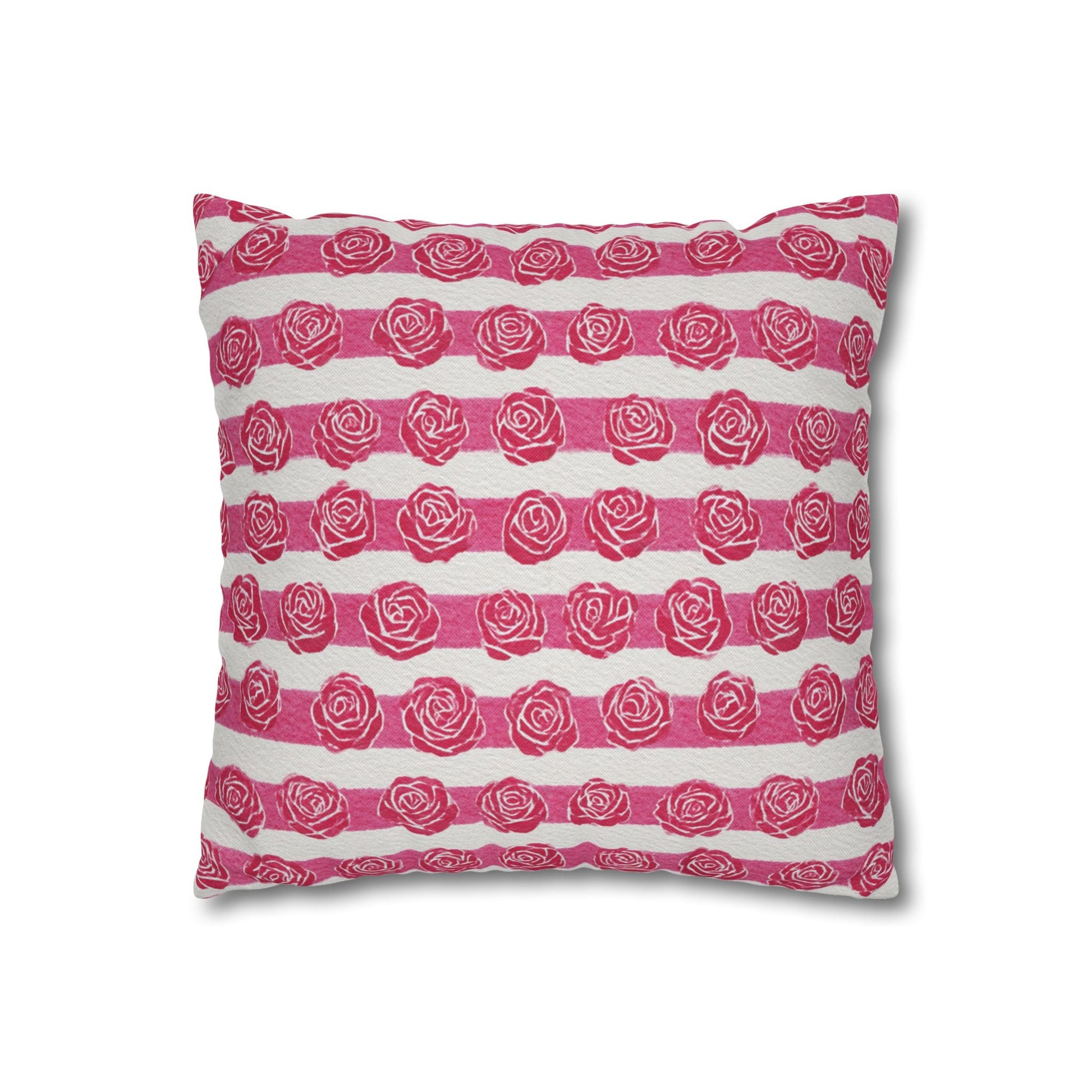 Pink and White Rose Stripe Throw Pillow, Artsulli - Art is Long, Life is Short, Home Decor, , , , , , , 