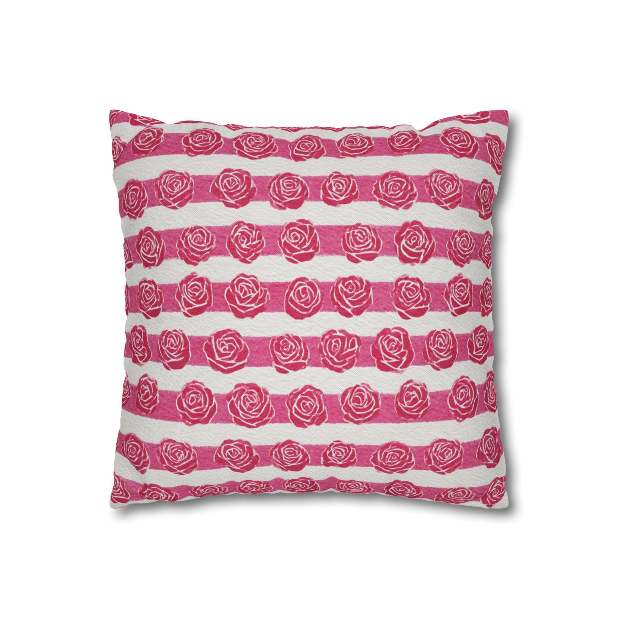Pink and White Rose Stripe Throw Pillow, Artsulli - Art is Long, Life is Short, Home Decor, , , , , , , 