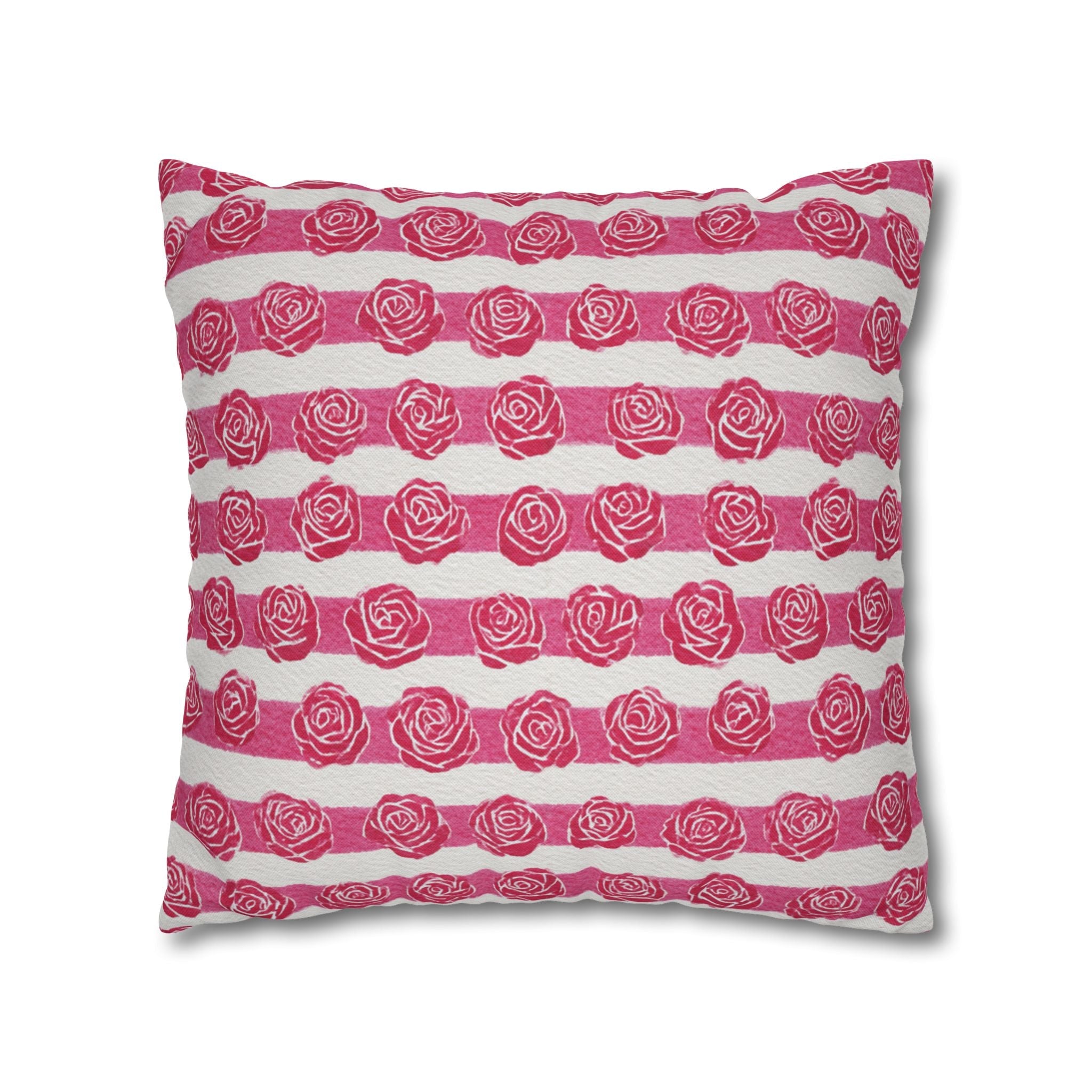 Pink and White Rose Stripe Throw Pillow, Artsulli - Art is Long, Life is Short, Home Decor, , , , , , , 