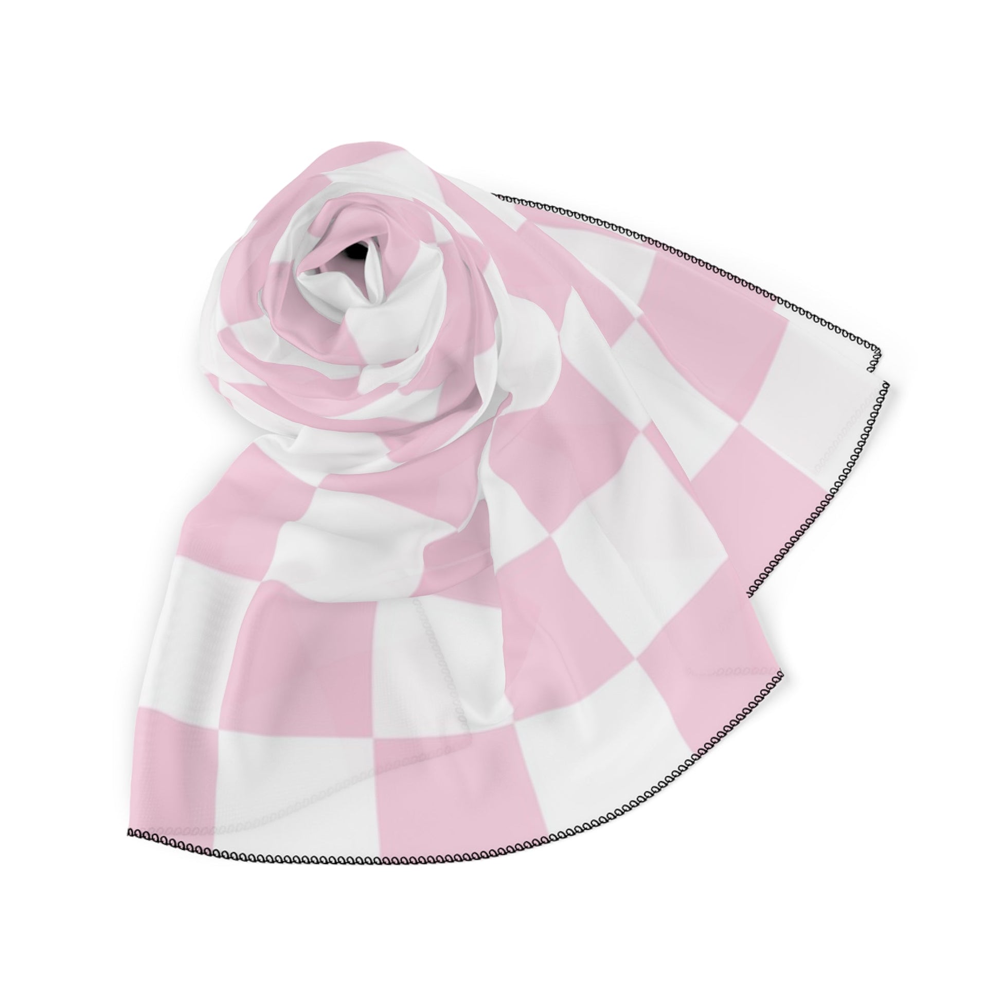 JAKKOUTTHEBXX Pink and White Textured Check Scarf 2025
