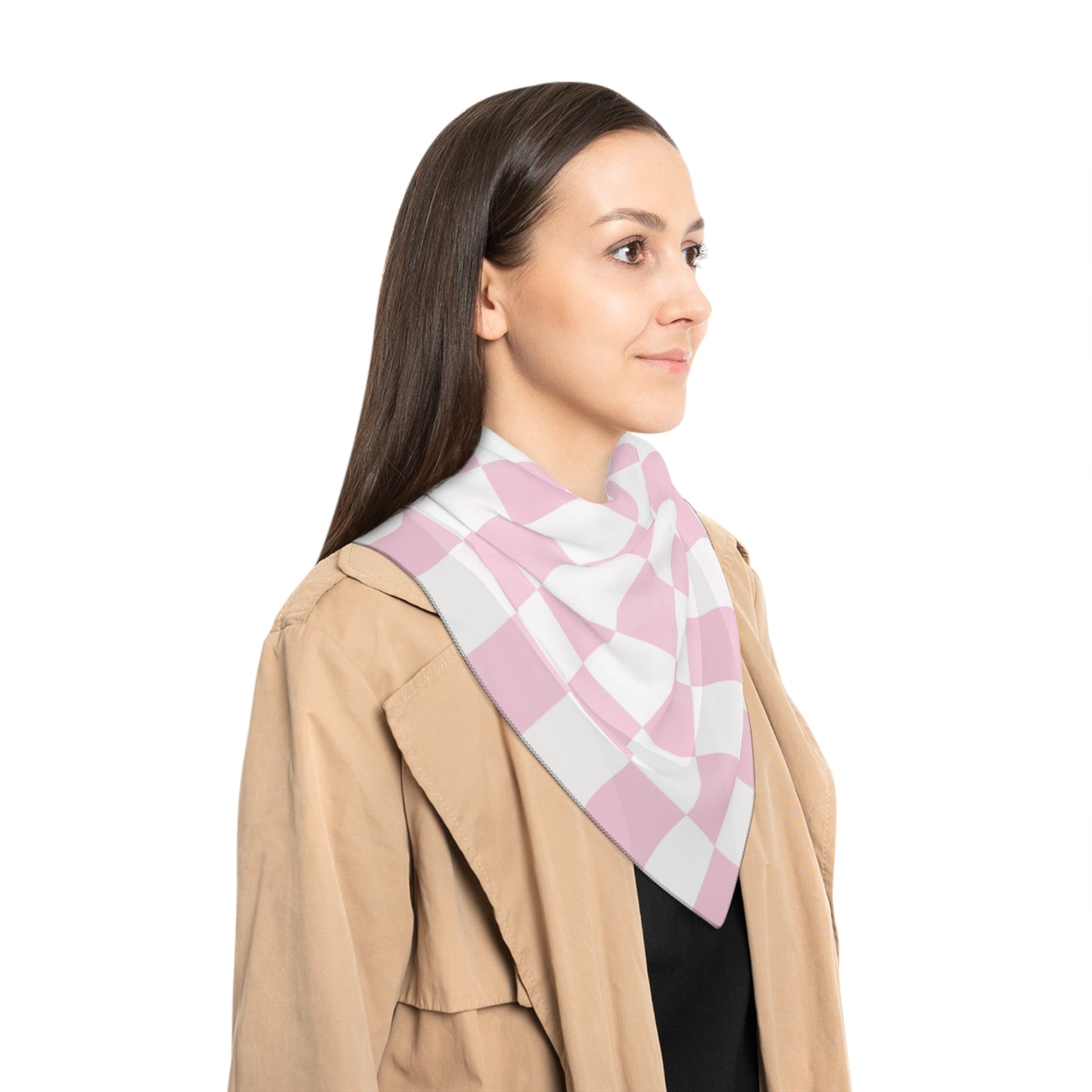 JAKKOUTTHEBXX Pink and White Textured Check Scarf 2025