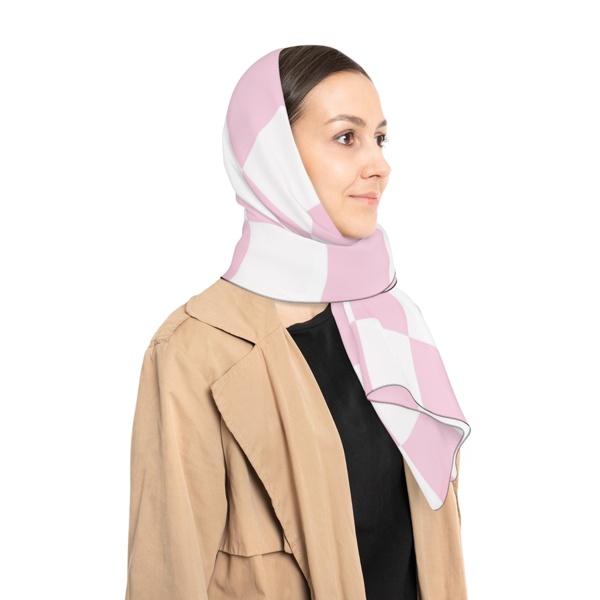 JAKKOUTTHEBXX Pink and White Textured Check Scarf 2025