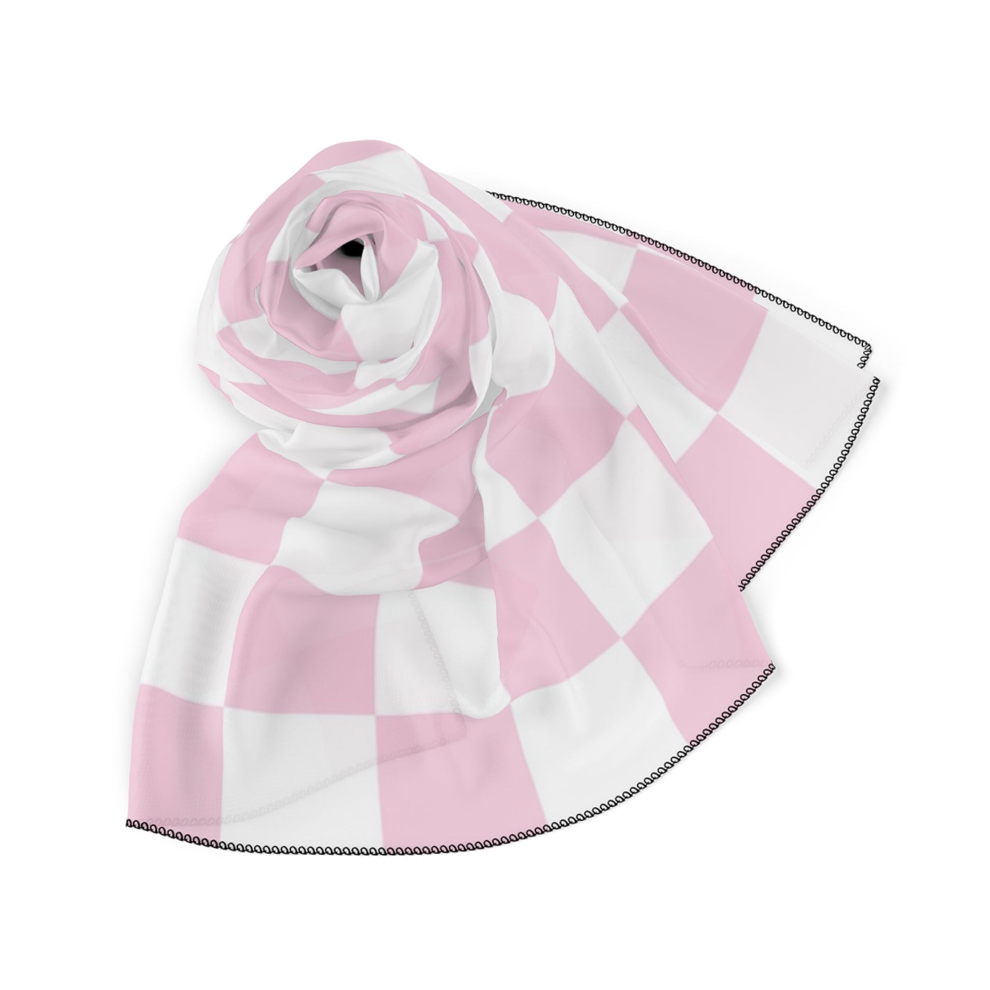 JAKKOUTTHEBXX Pink and White Textured Check Scarf 2025
