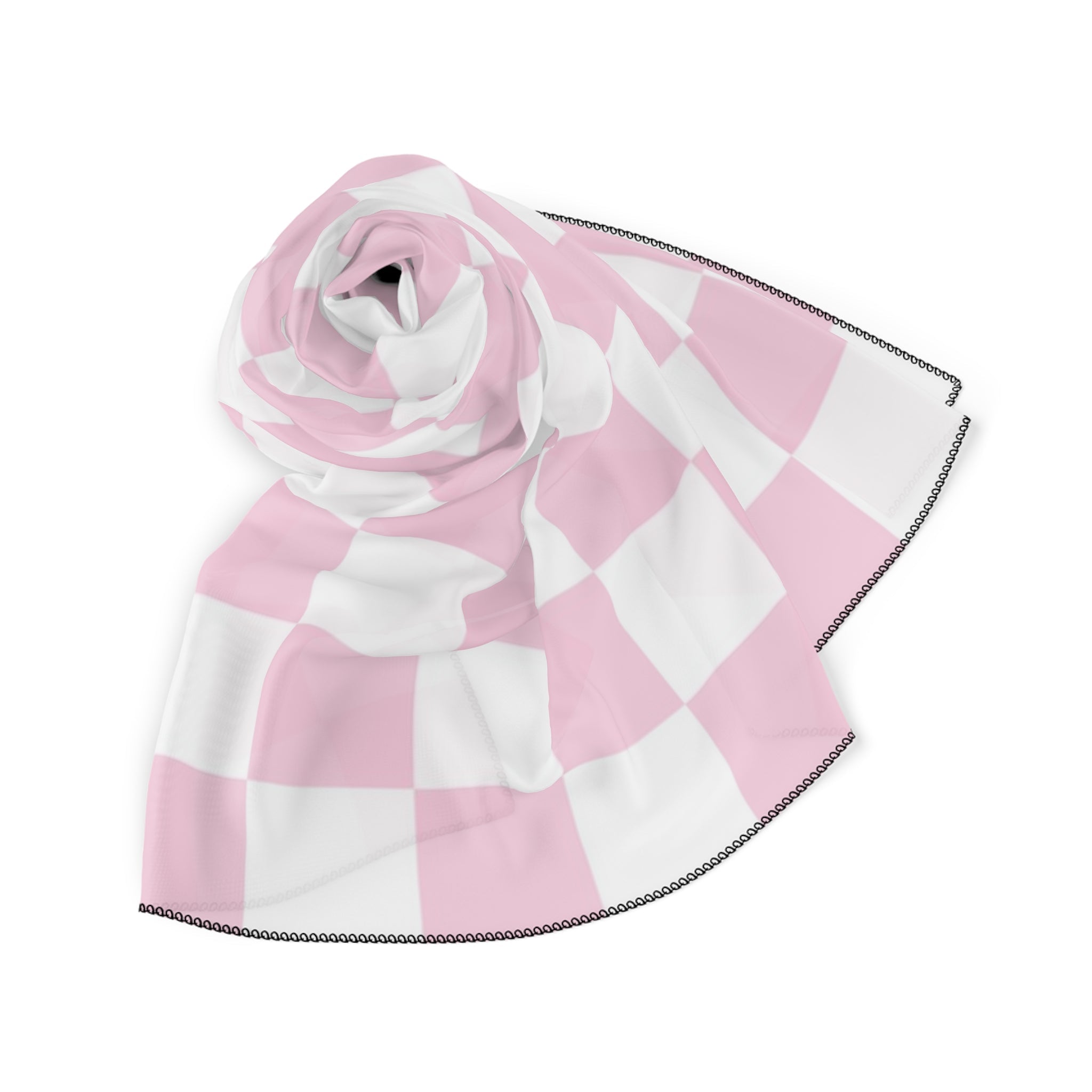 JAKKOUTTHEBXX Pink and White Textured Check Scarf 2025