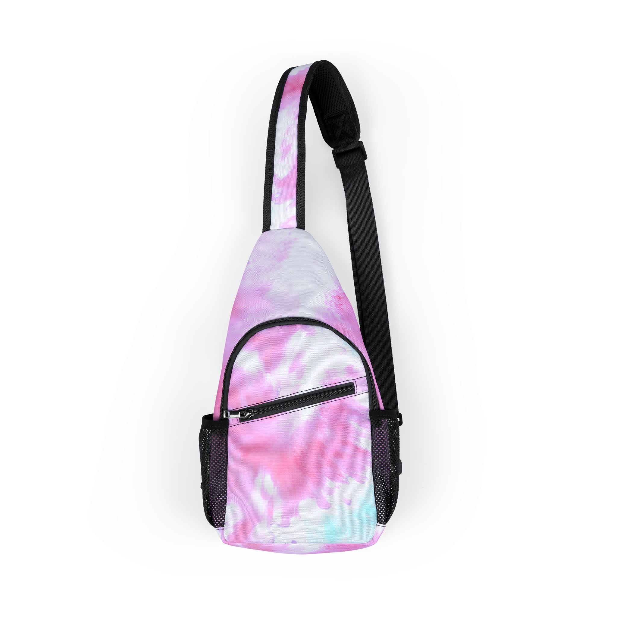 Printify Pink and White Tie-Dye Chest Bag 2025