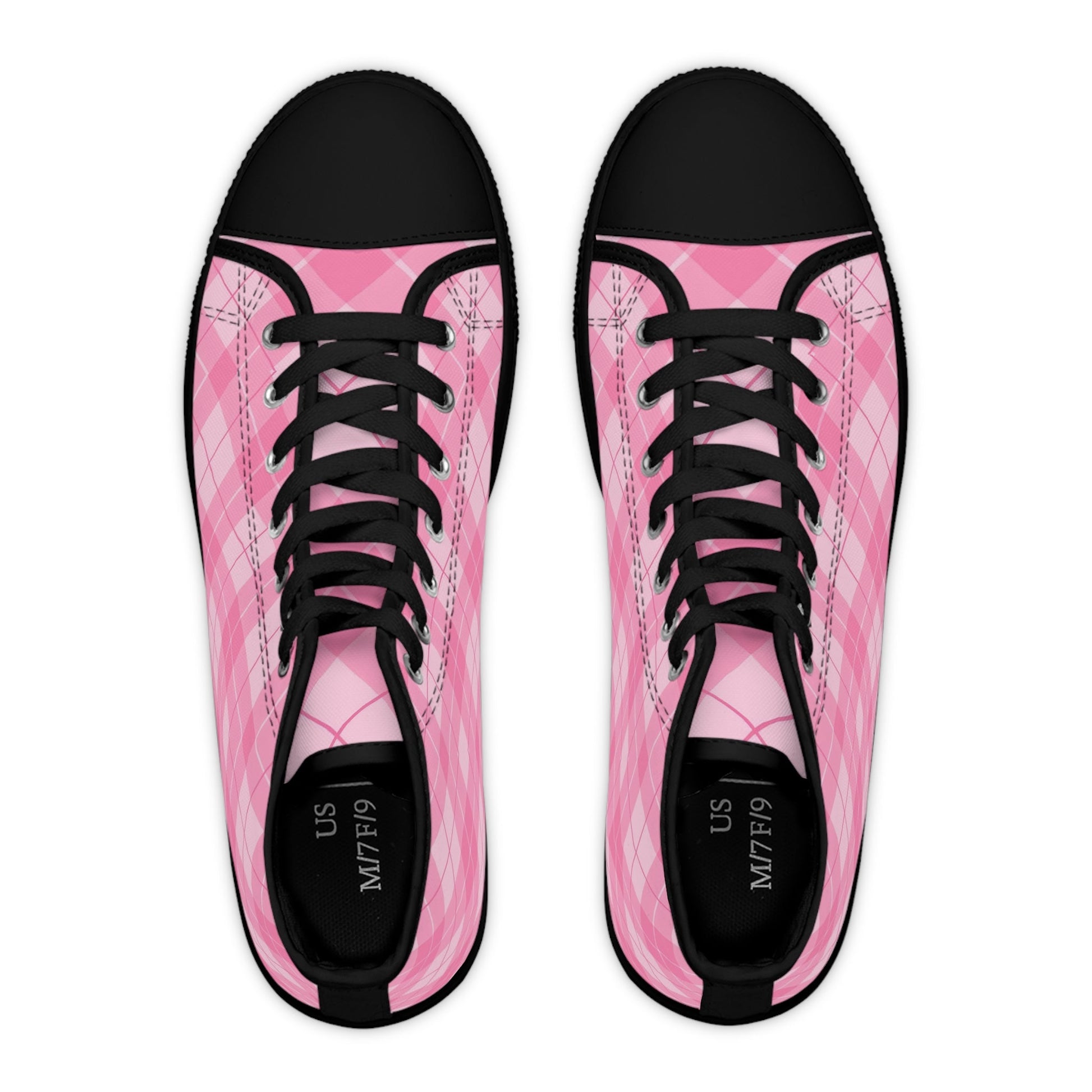 Pink Argyle High-Top Sneakers, Artsulli - Art is Long, Life is Short, Shoes, , , , , , , 