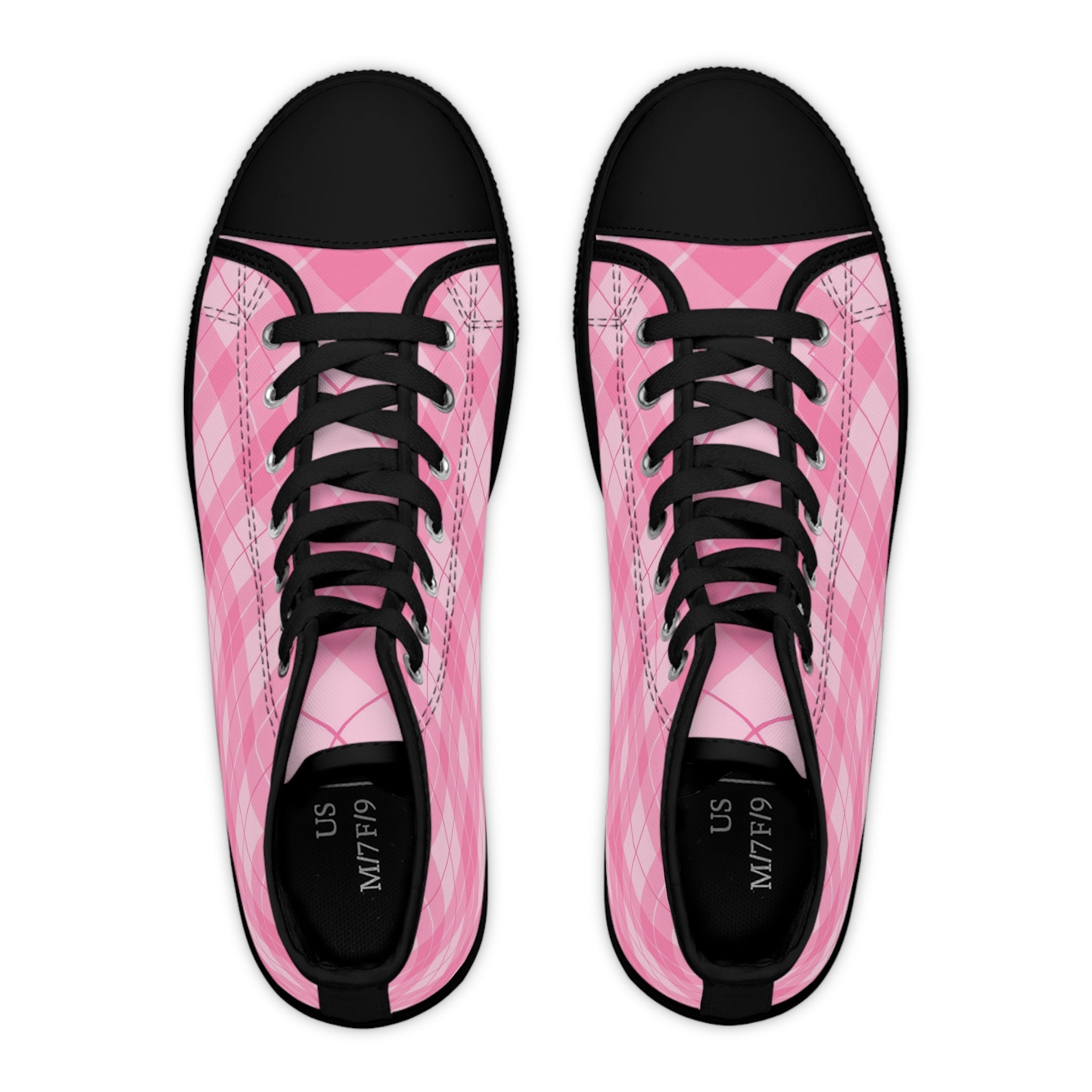 Pink Argyle High-Top Sneakers, Artsulli - Art is Long, Life is Short, Shoes, , , , , , , 