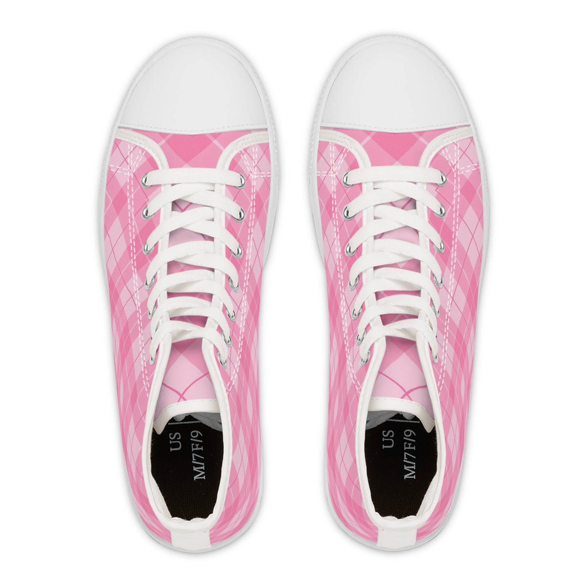 Pink Argyle High-Top Sneakers, Artsulli - Art is Long, Life is Short, Shoes, , , , , , , 