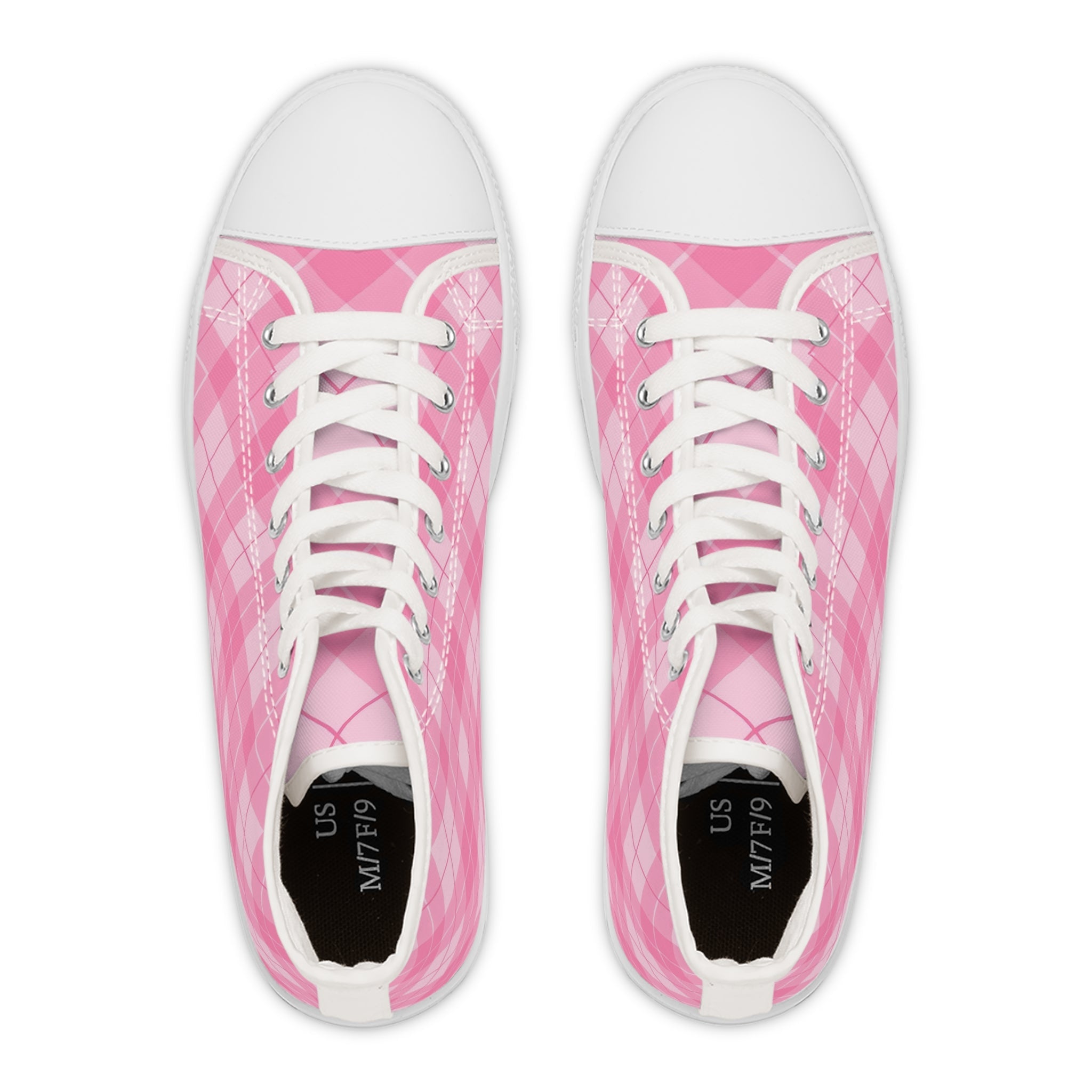 Pink Argyle High-Top Sneakers, Artsulli - Art is Long, Life is Short, Shoes, , , , , , , 