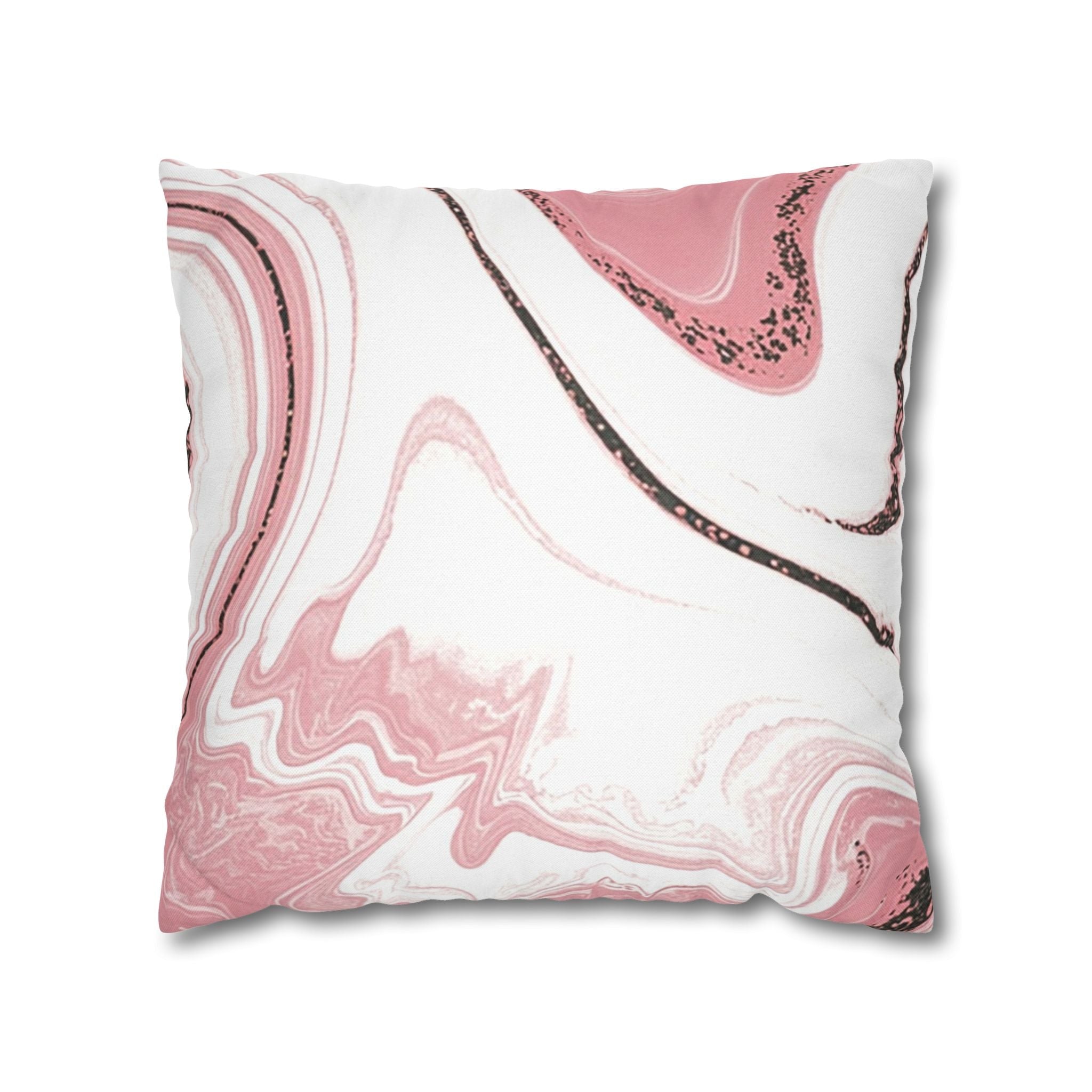 Pink Black and White Marble Throw Pillow, Artsulli - Art is Long, Life is Short, Home Decor, Size, 18" × 18", , , , , 22762763031712407091