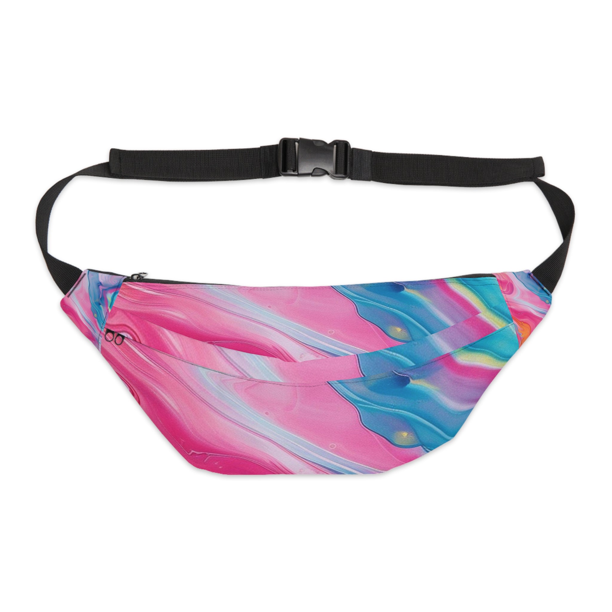 Pink Blue and Yellow Abstract Fanny Pack, Artsulli - Art is Long, Life is Short, Bags, Size, 8" × 9" × 4'', , , , , 33868383915089969024