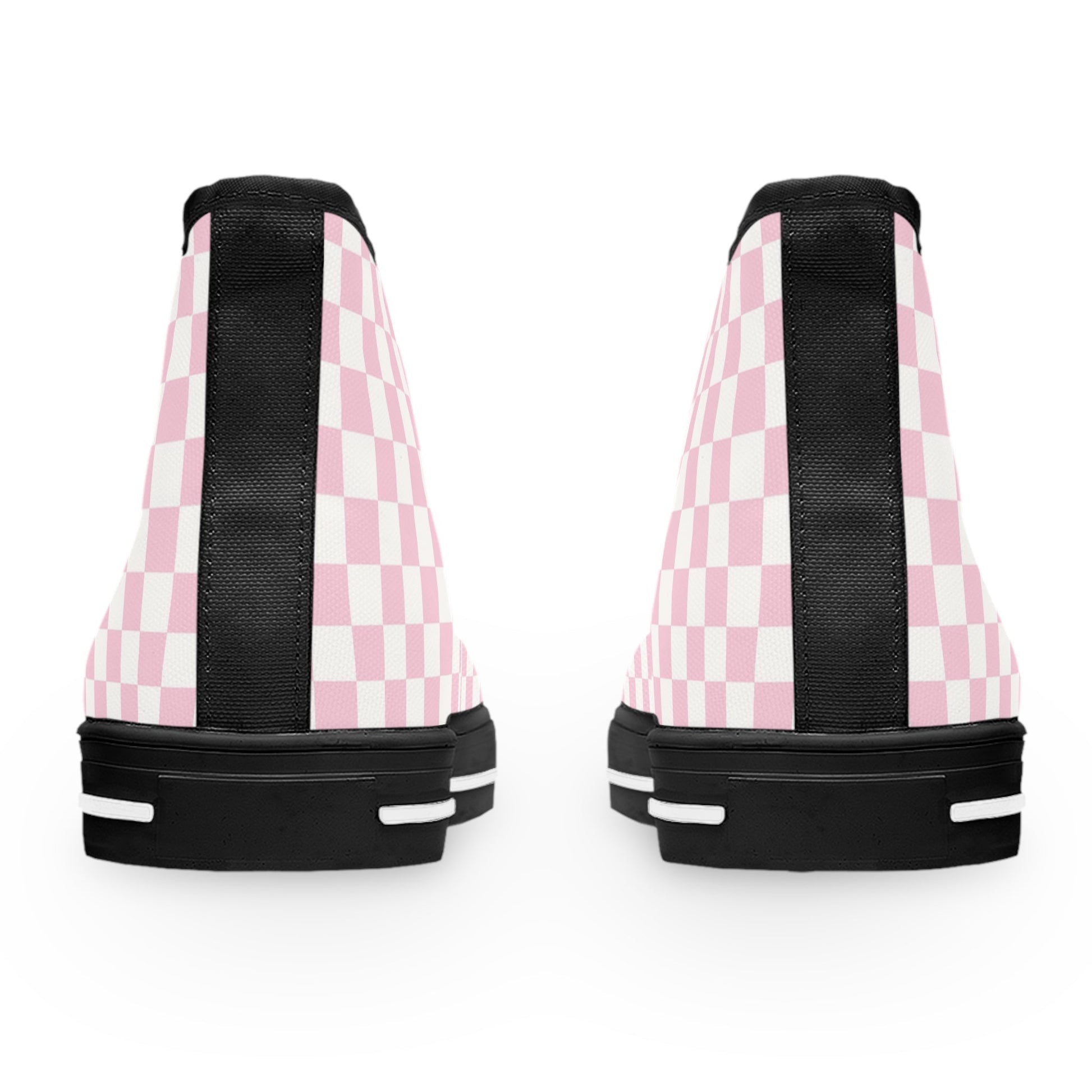 Pink Checkerboard High-Top Sneakers, Artsulli - Art is Long, Life is Short, Shoes, , , , , , , 