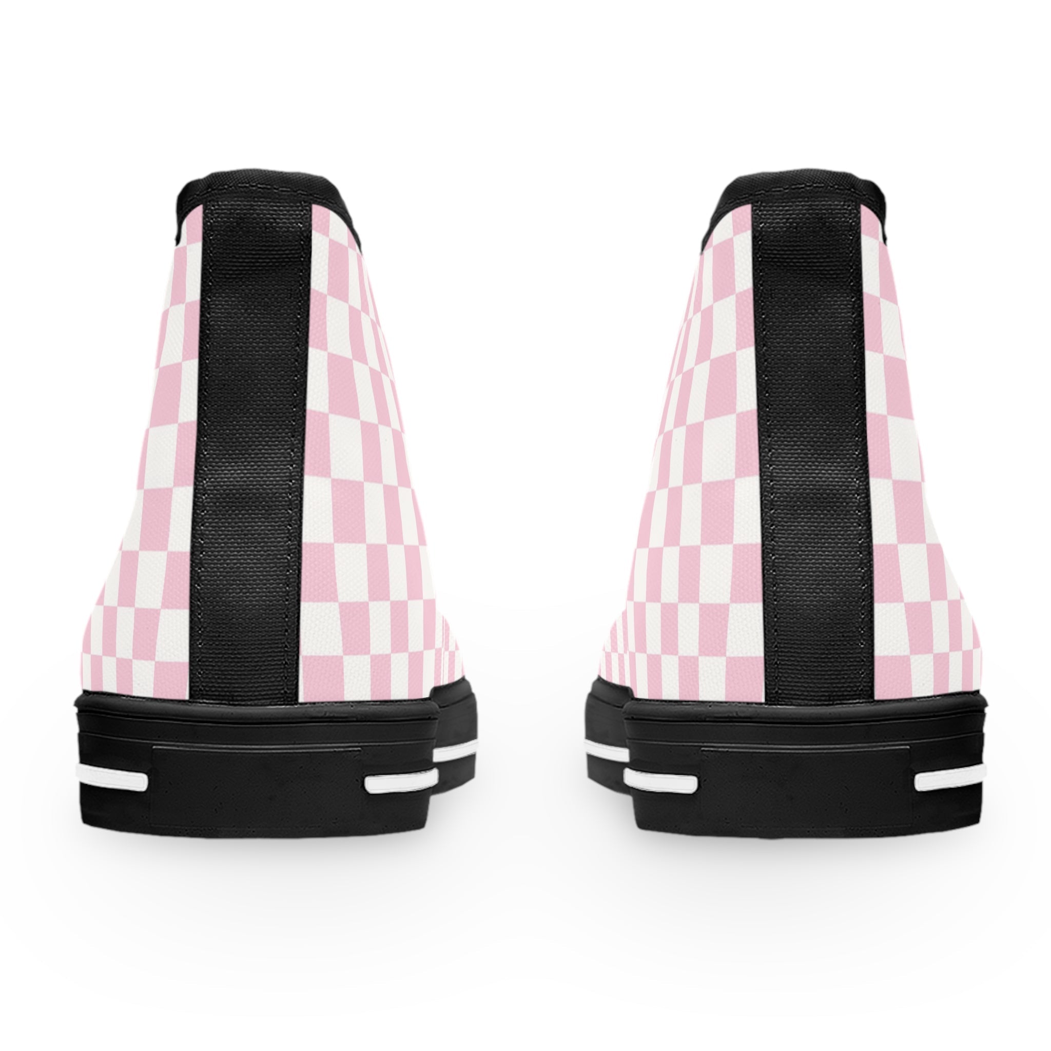 Pink Checkerboard High-Top Sneakers, Artsulli - Art is Long, Life is Short, Shoes, , , , , , , 