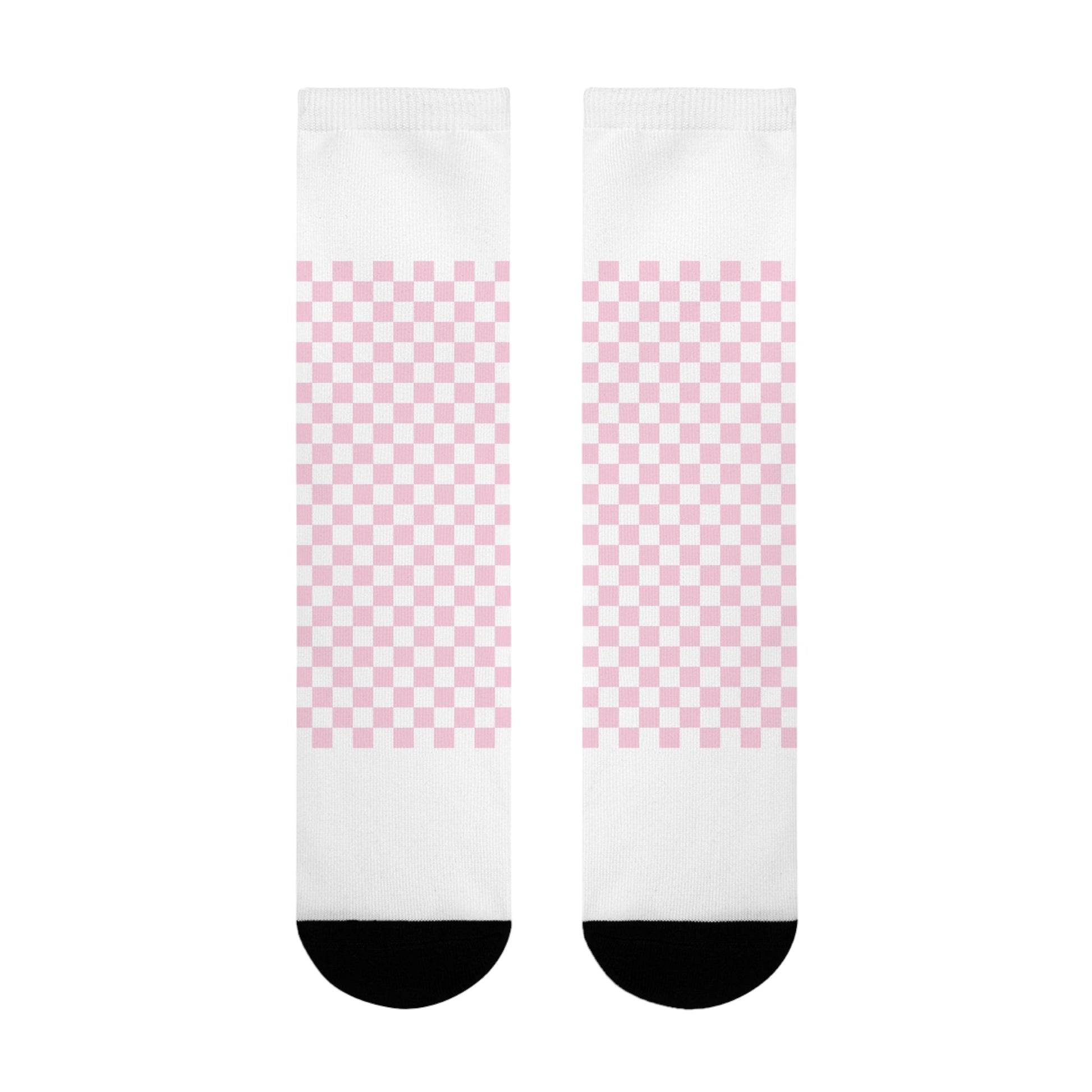 JAKKOUTTHEBXX Pink Checkerboard Sublimation Crew Socks 2025