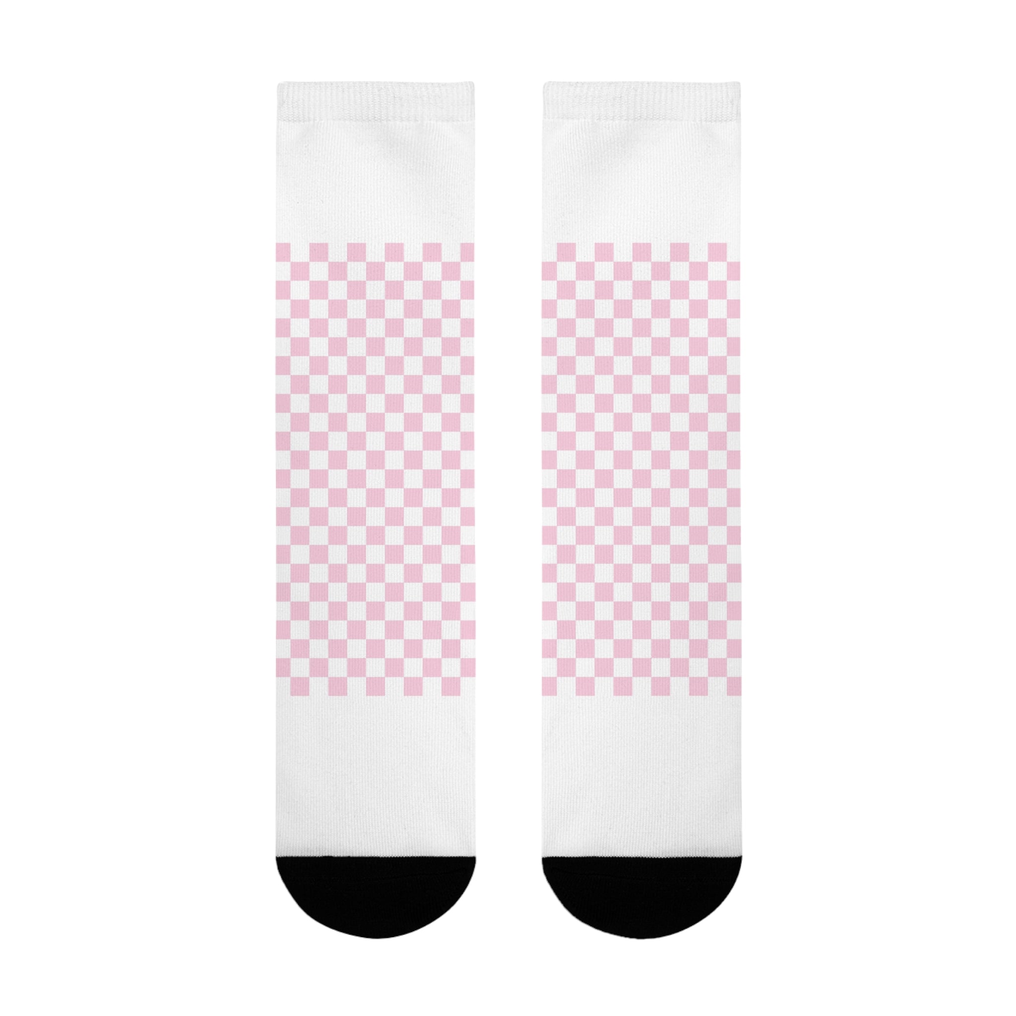 JAKKOUTTHEBXX Pink Checkerboard Sublimation Crew Socks 2025