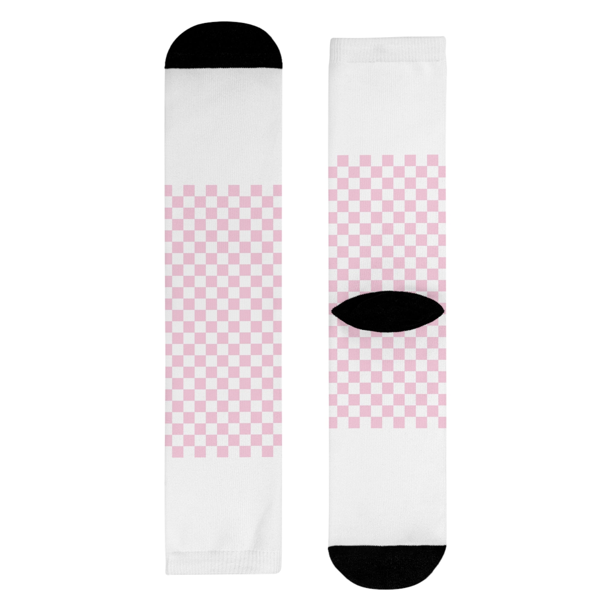 JAKKOUTTHEBXX Pink Checkerboard Sublimation Crew Socks 2025
