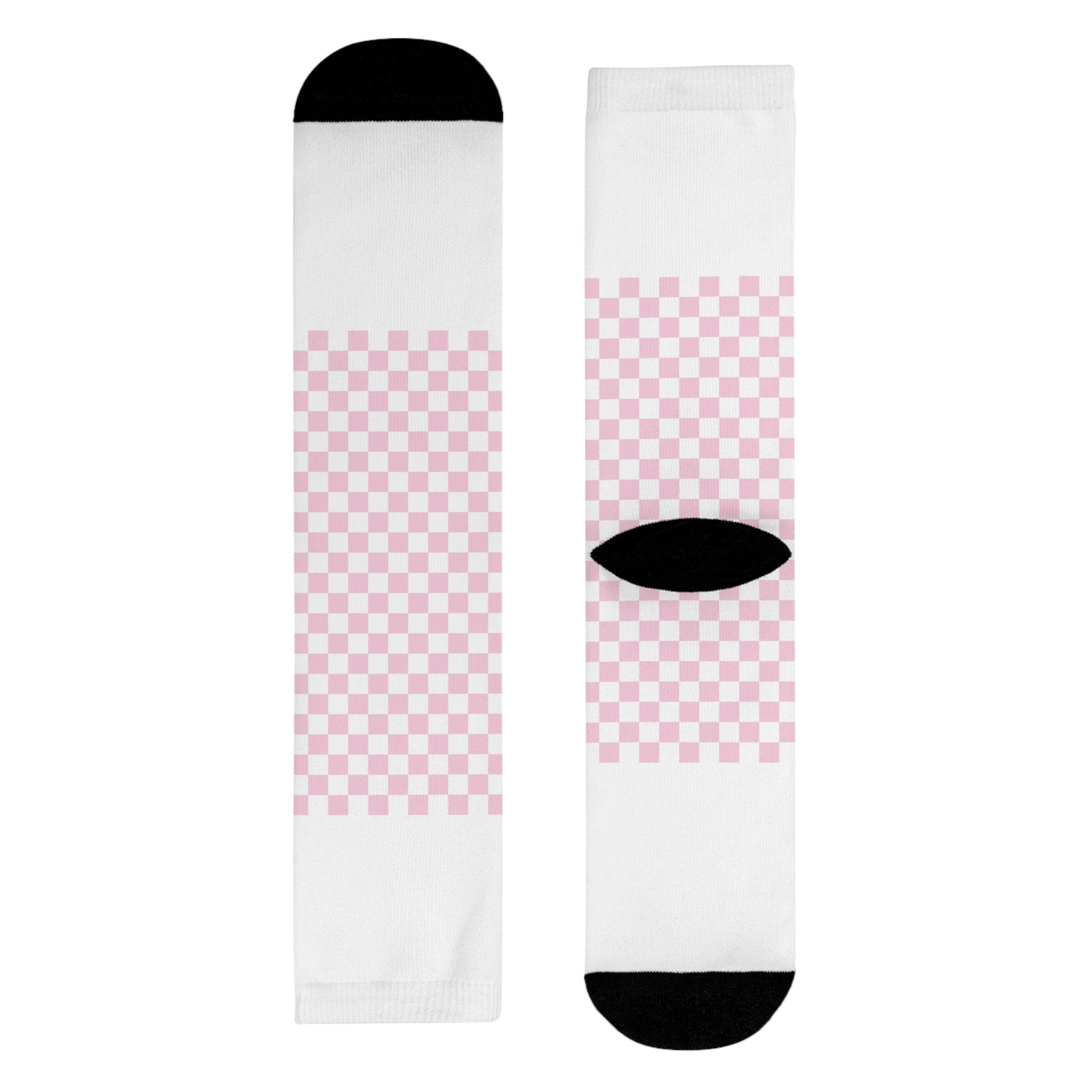JAKKOUTTHEBXX Pink Checkerboard Sublimation Crew Socks 2025