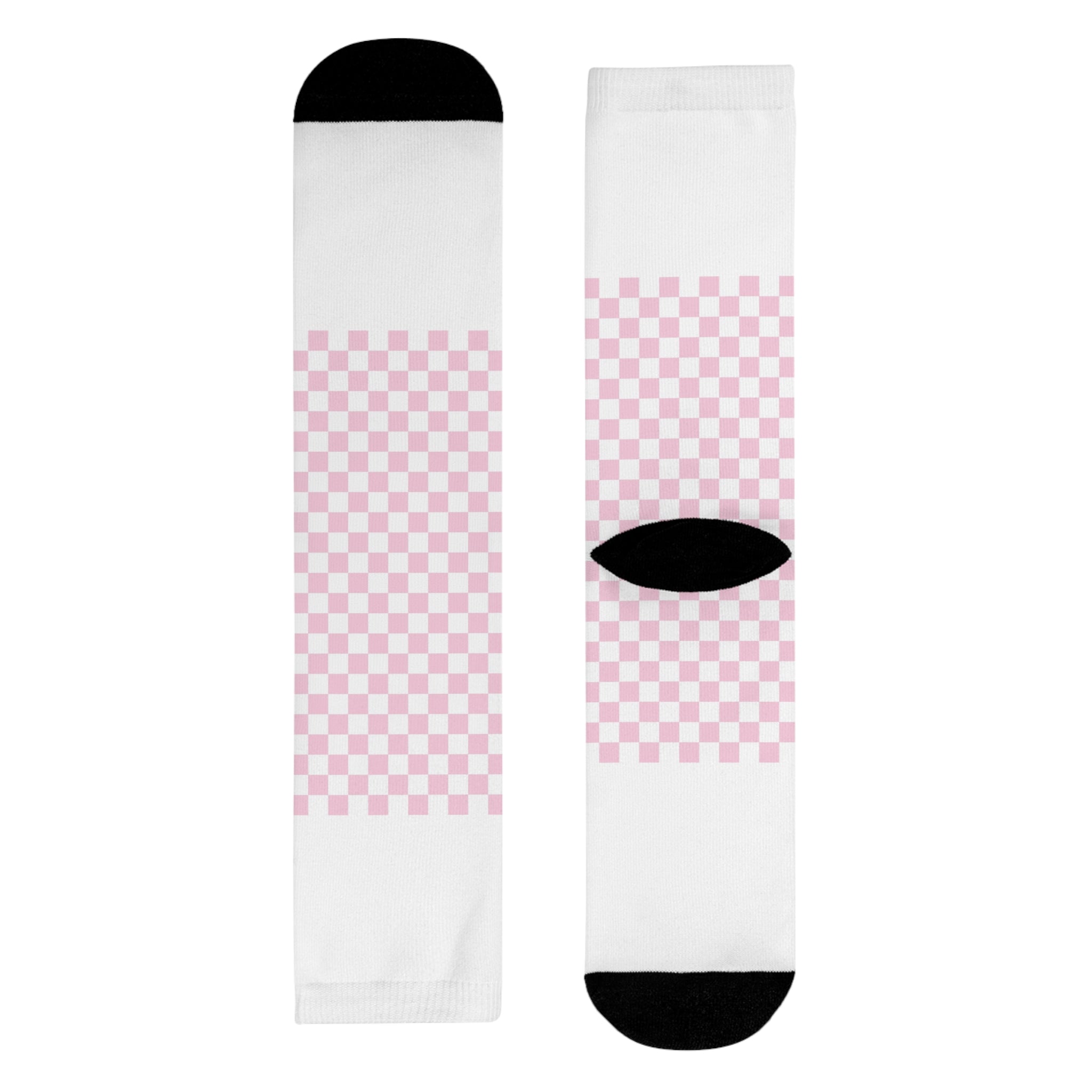 JAKKOUTTHEBXX Pink Checkerboard Sublimation Crew Socks 2025