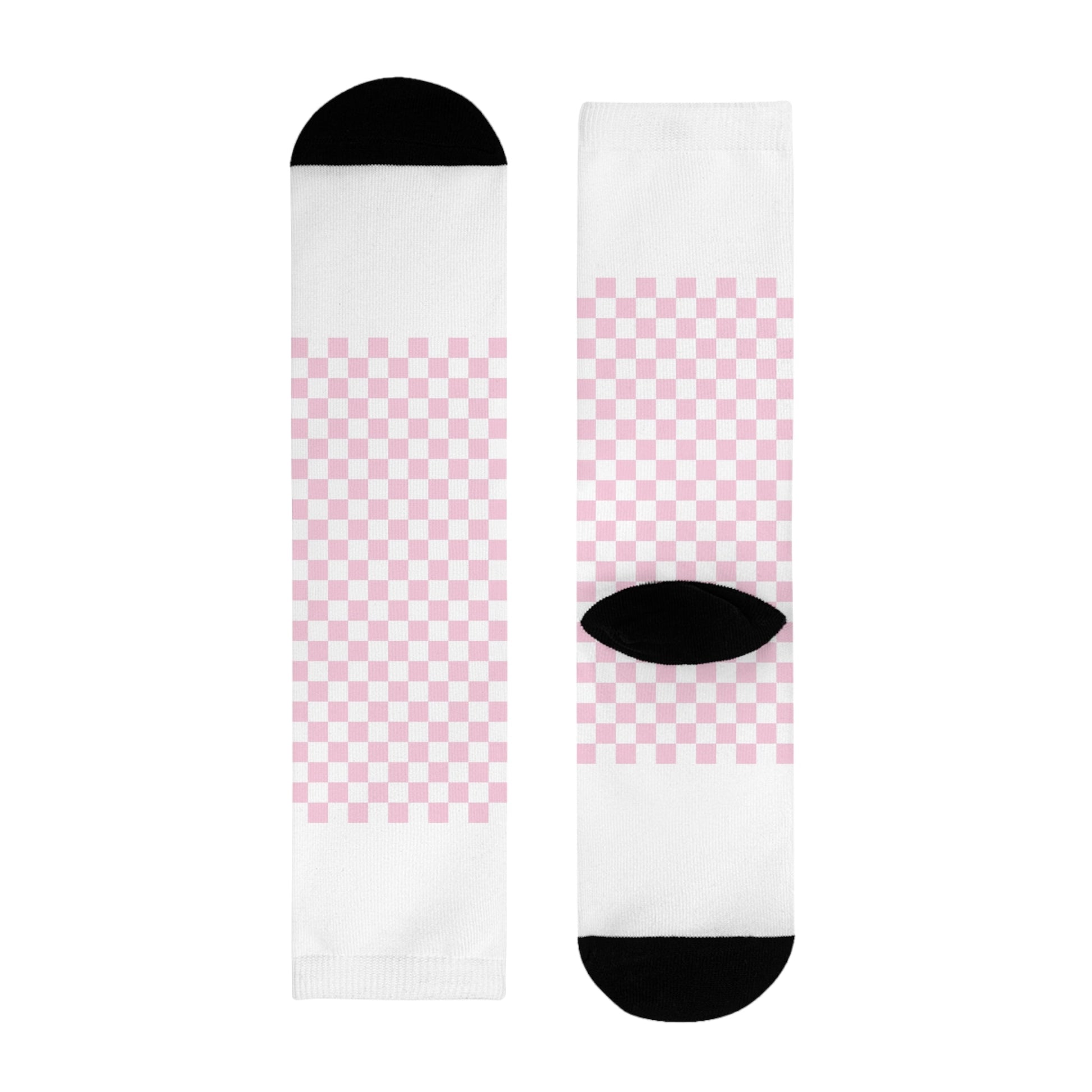 JAKKOUTTHEBXX Pink Checkerboard Sublimation Crew Socks 2025