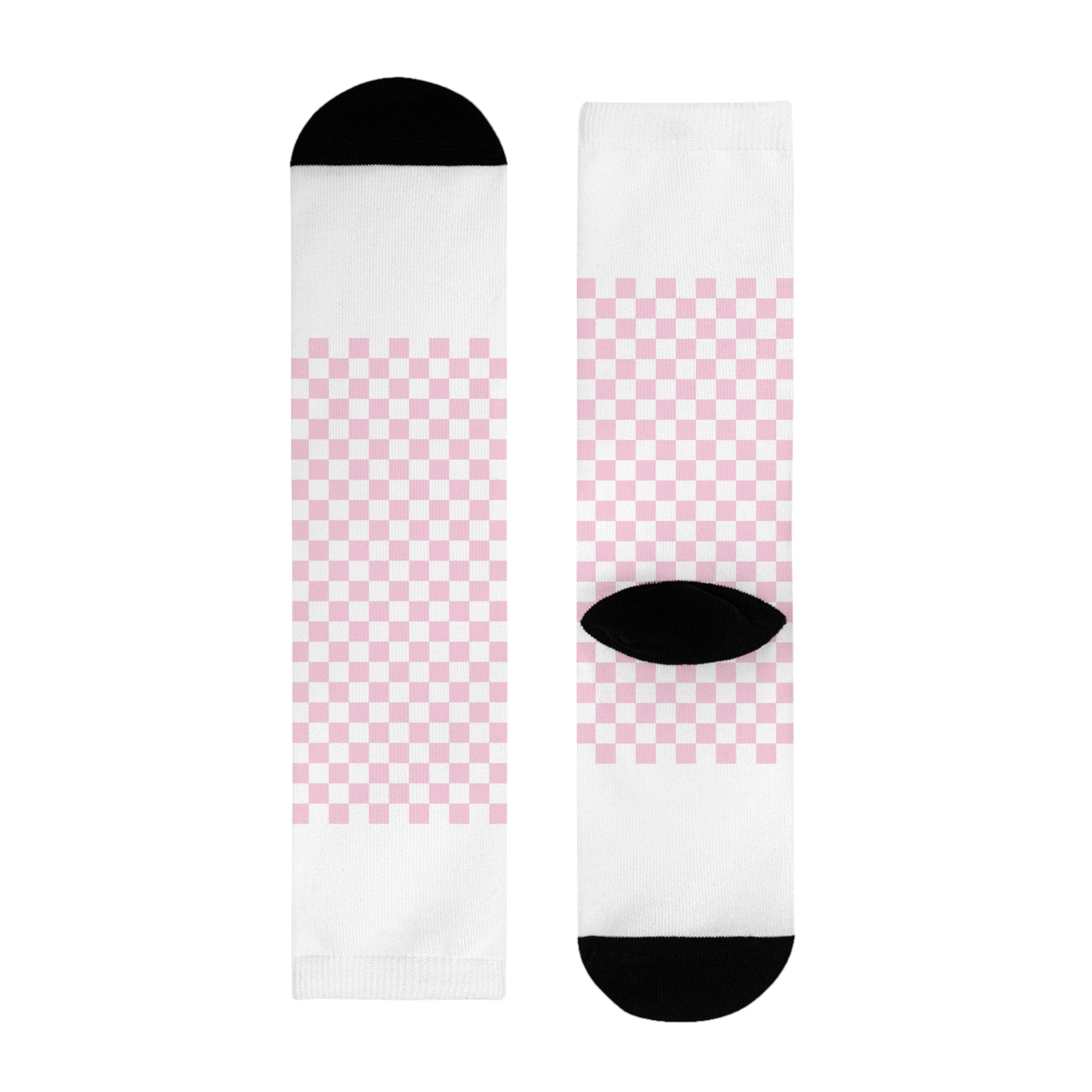JAKKOUTTHEBXX Pink Checkerboard Sublimation Crew Socks 2025