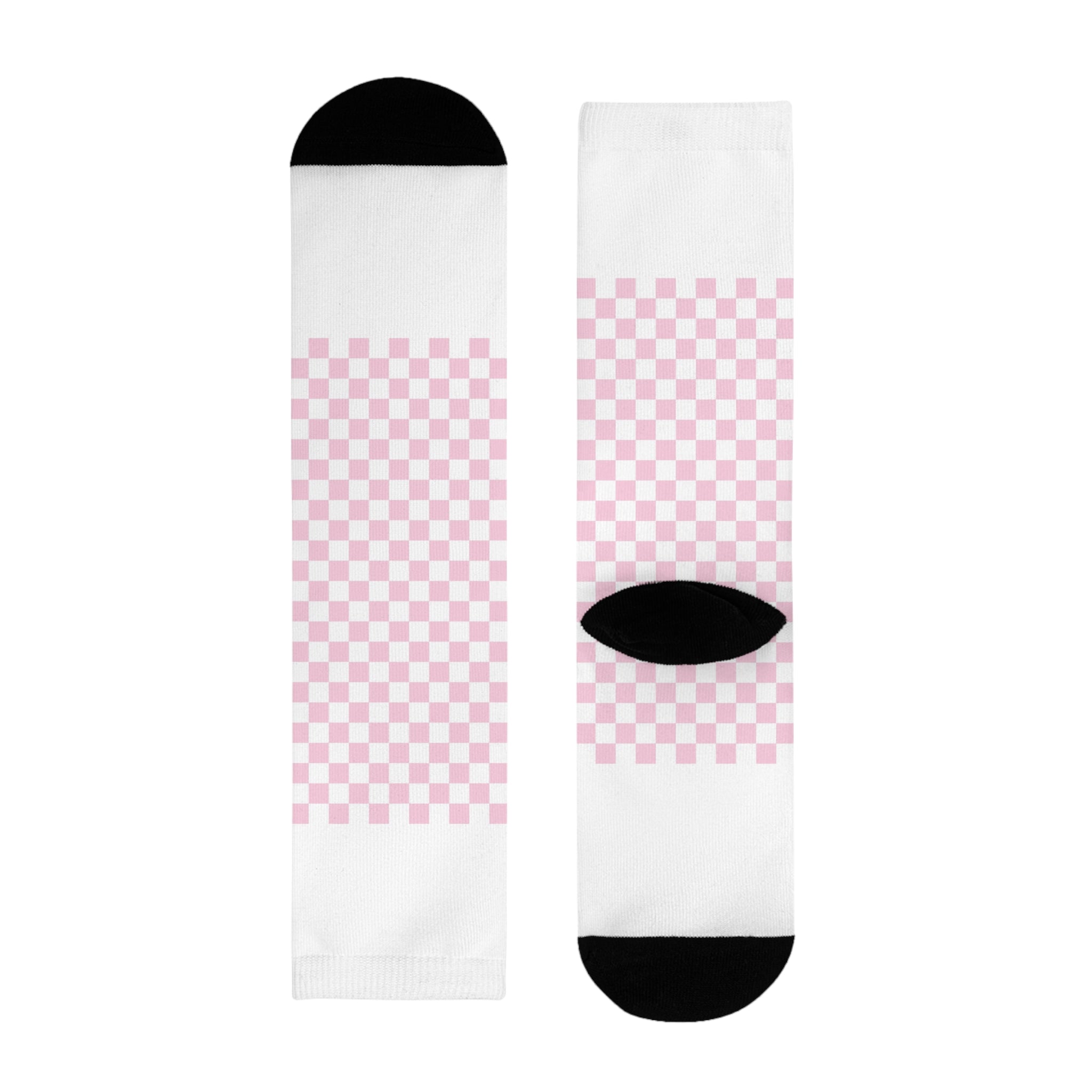JAKKOUTTHEBXX Pink Checkerboard Sublimation Crew Socks 2025