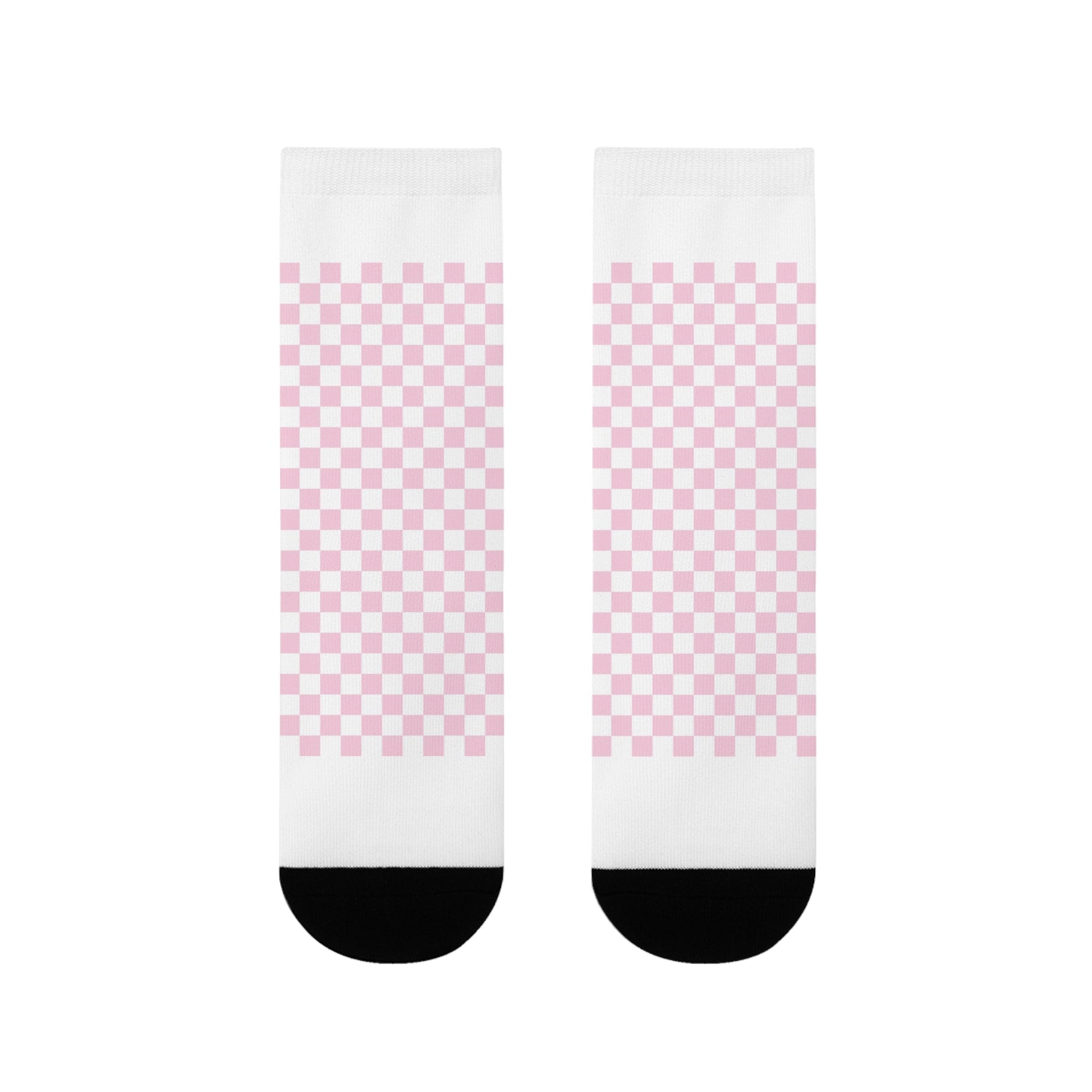 JAKKOUTTHEBXX Pink Checkerboard Sublimation Crew Socks 2025