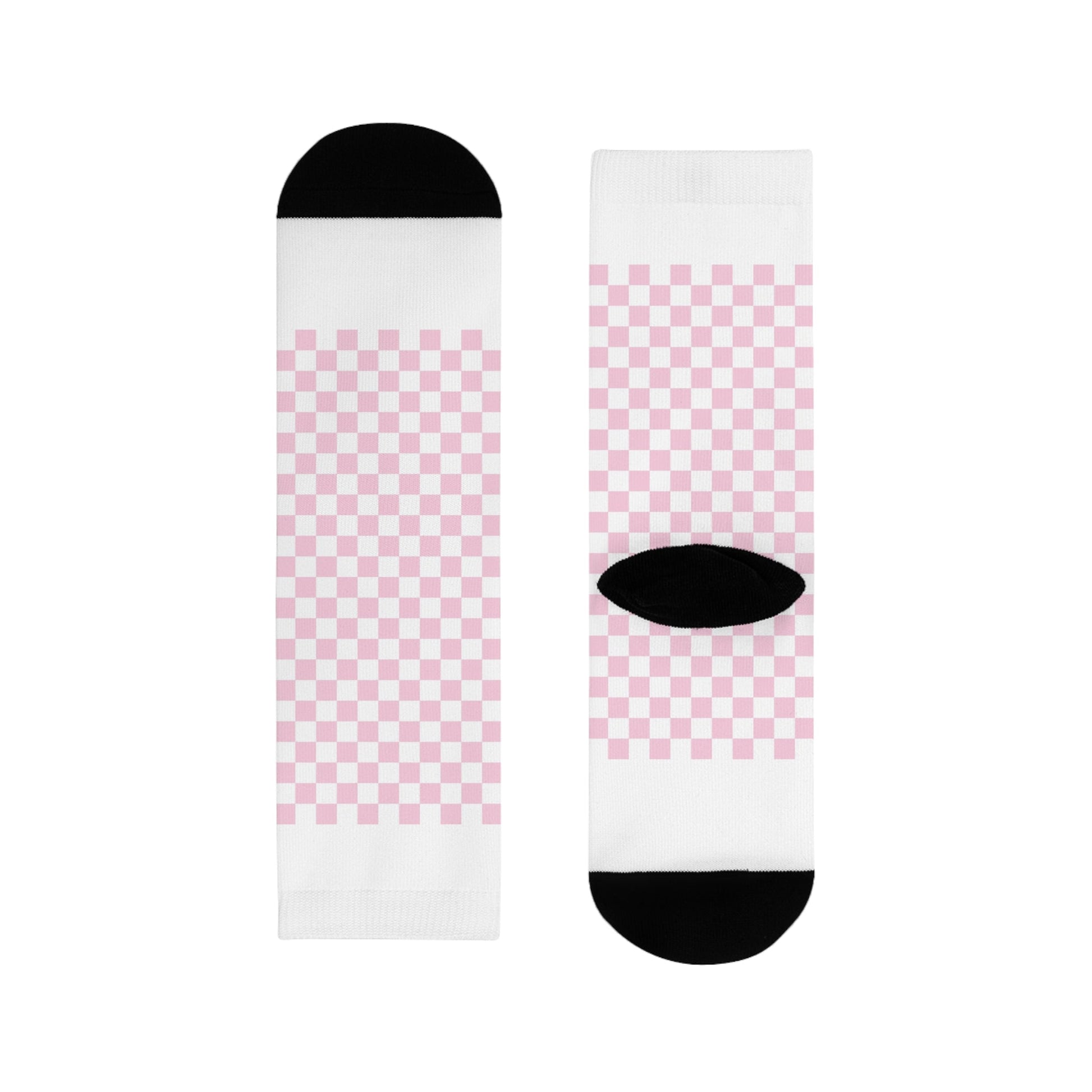 JAKKOUTTHEBXX Pink Checkerboard Sublimation Crew Socks 2025