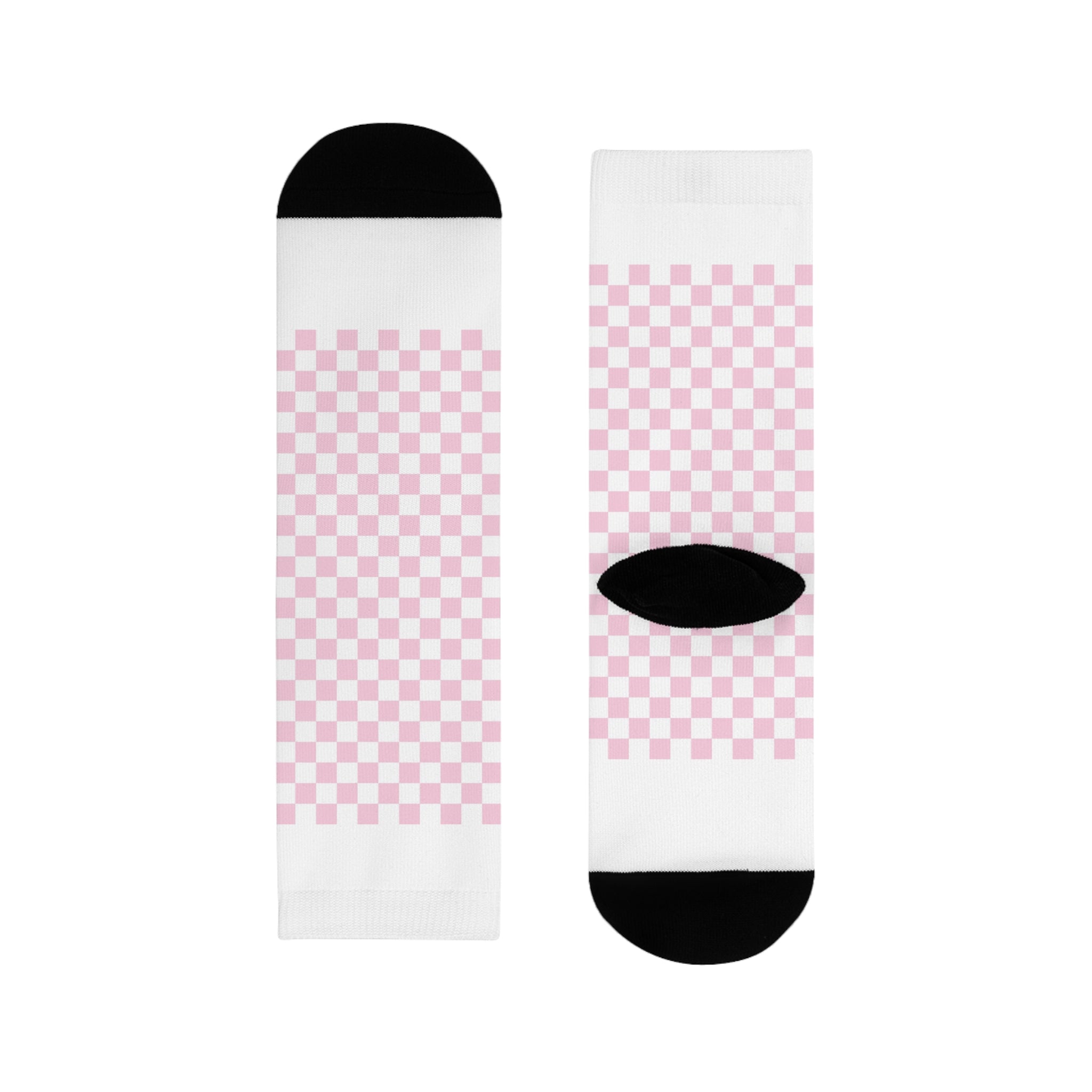 JAKKOUTTHEBXX Pink Checkerboard Sublimation Crew Socks 2025