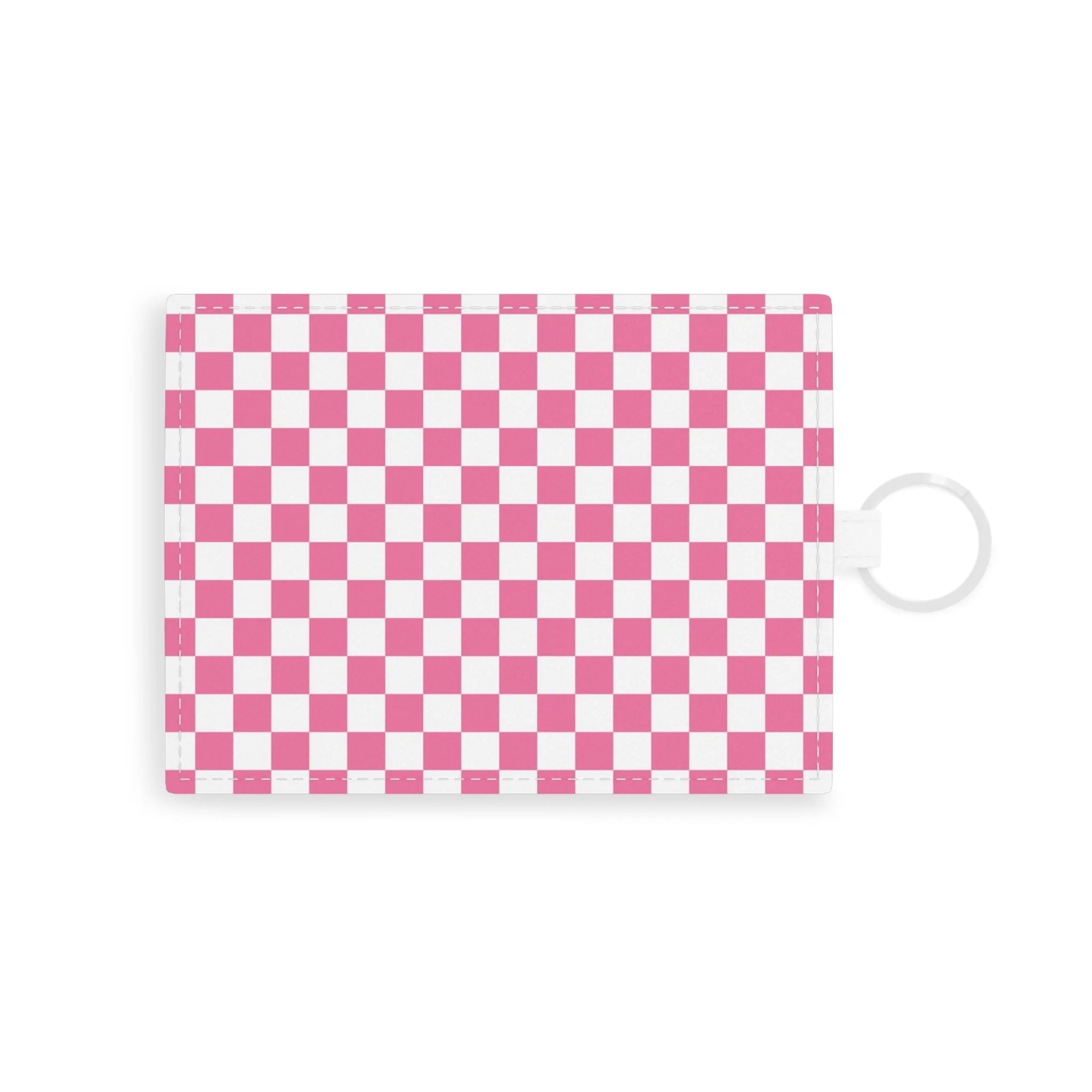 JAKKOUTTHEBXX Pink Checkered Faux Leather Card Holder with Keyring 2025