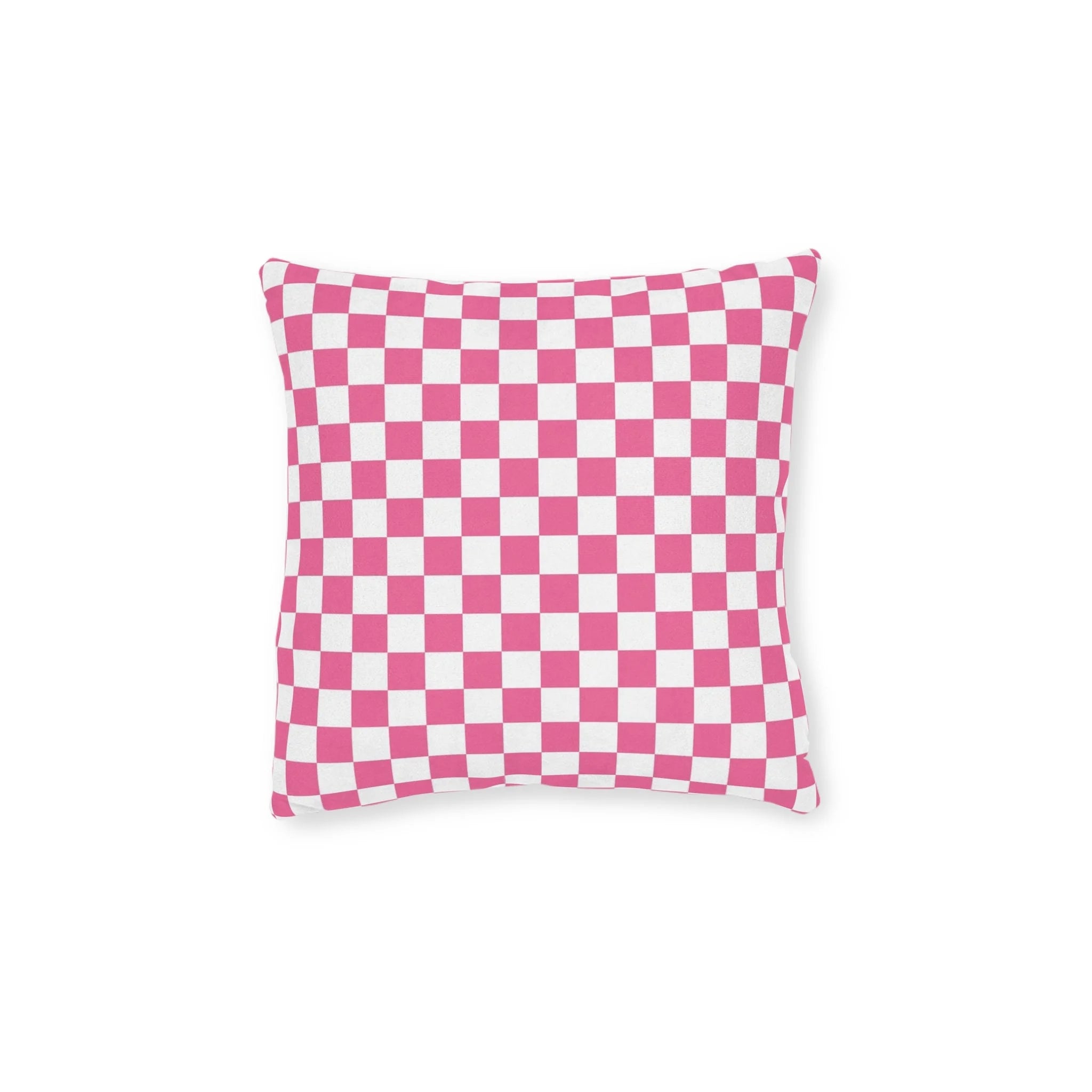 JAKKOUTTHEBXX Pink Checkered Faux Suede Square Pillow 2025