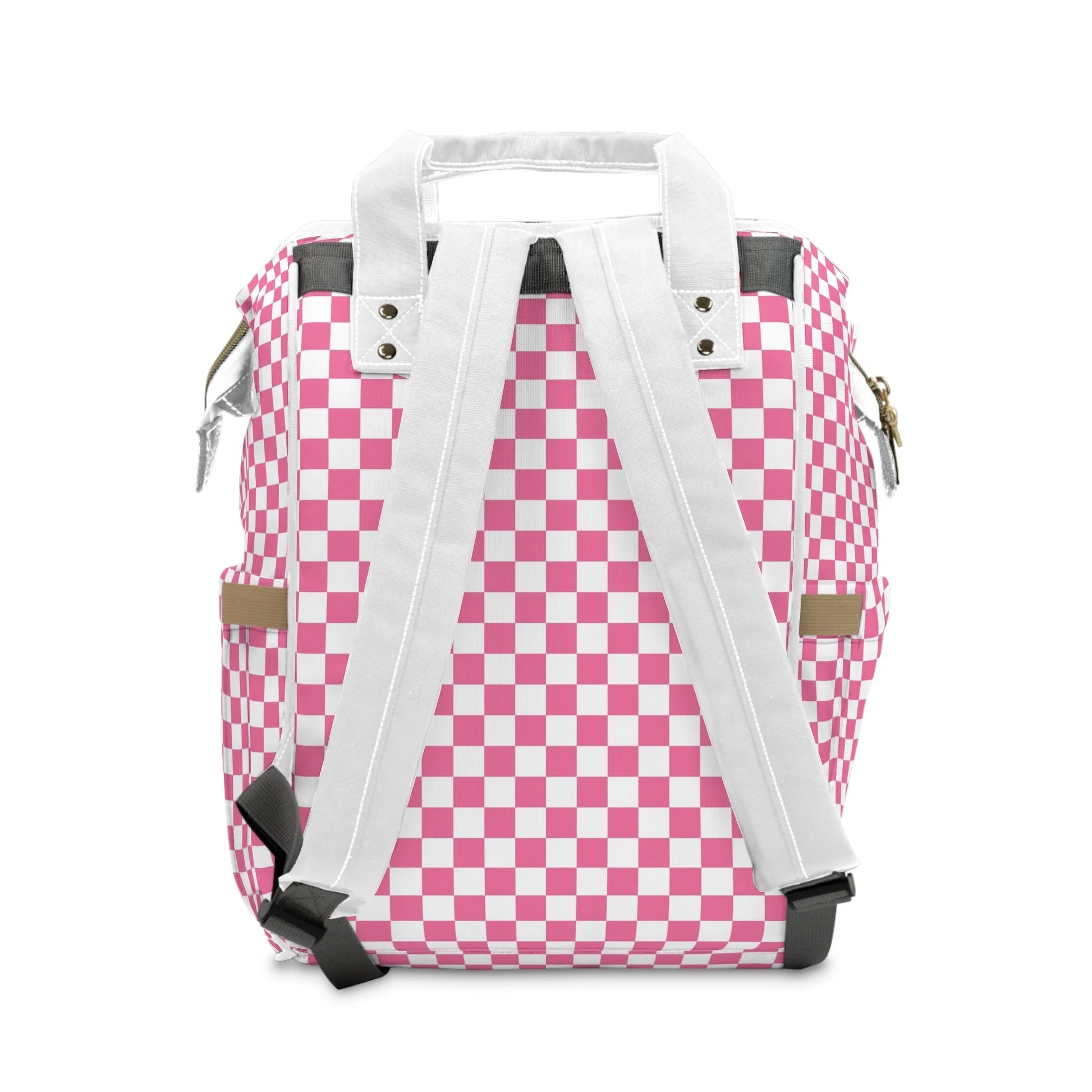 JAKKOUTTHEBXX Pink Checkered High-Grade Nylon Diaper Backpack 2025
