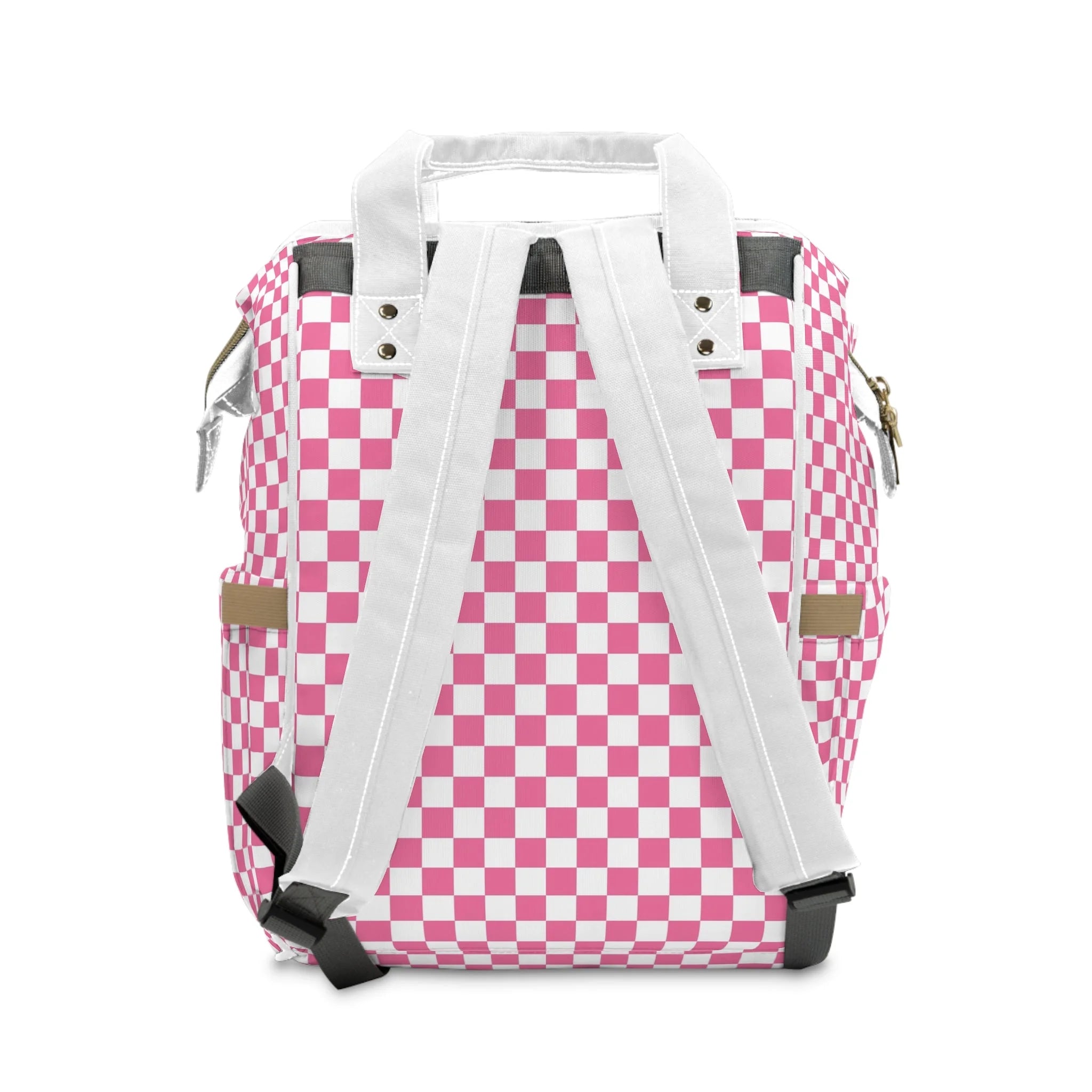JAKKOUTTHEBXX Pink Checkered High-Grade Nylon Diaper Backpack 2025