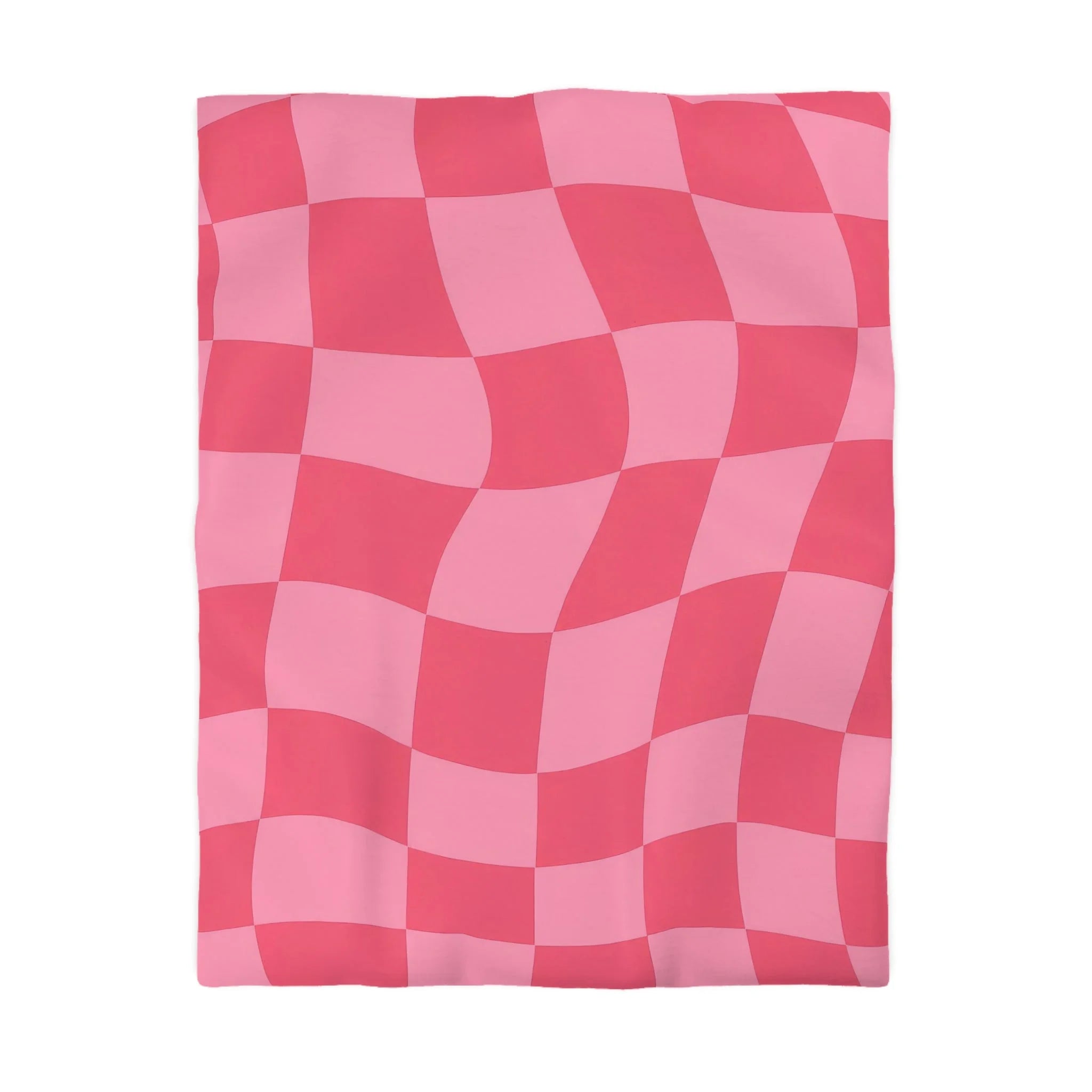 Pink Checkered Lightweight Woven Microfiber Duvet Cover, Artsulli - Art is Long, Life is Short, Home Decor, Size, Twin, Color, White, , , 58837361390116