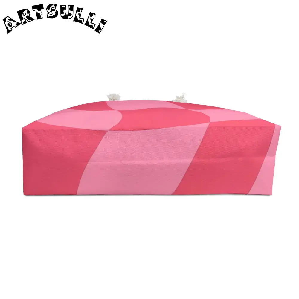 Pink Checkered Oversized Weekender Tote, Artsulli - Art is Long, Life is Short, Bags, , , , , , , 