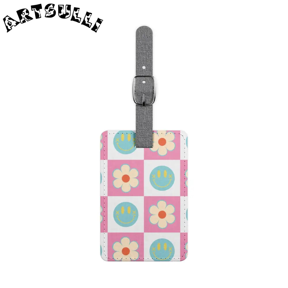 Pink Checkered Personalized Luggage Tag, Artsulli - Art is Long, Life is Short, Accessories, Size, One size, Shape, Rectangle, , , 28225648769053310475