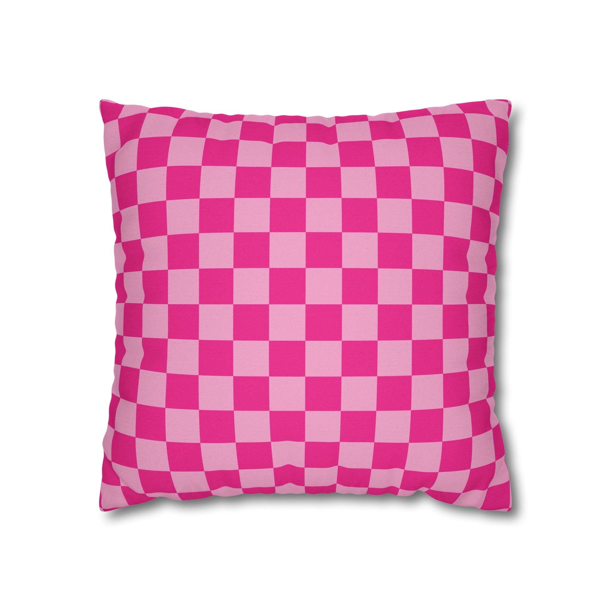 Pink Checkered Throw Pillow, Artsulli - Art is Long, Life is Short, Home Decor, Size, 16" × 16", , , , , 22985121457798768987
