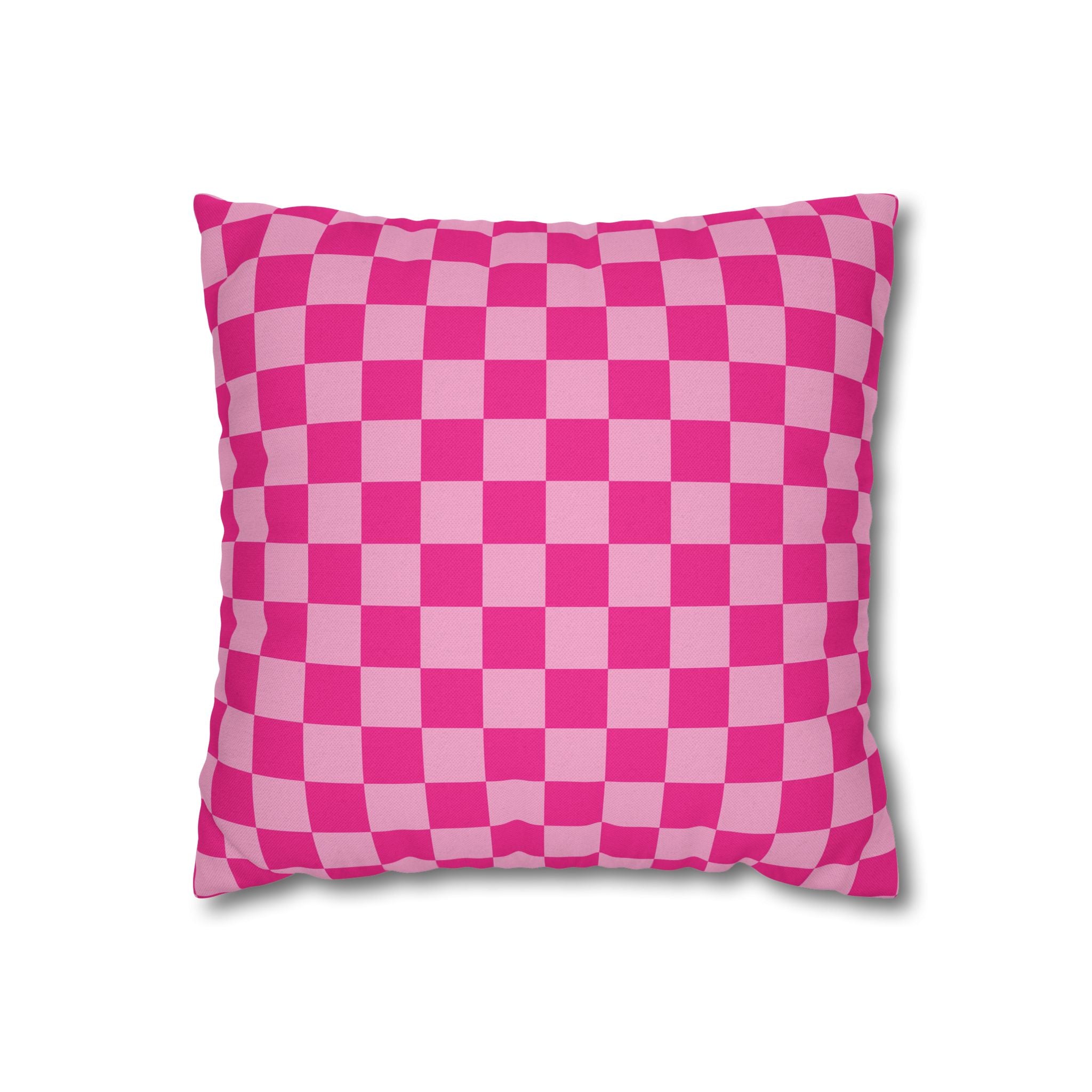 Printify Pink Checkered Throw Pillow 2025